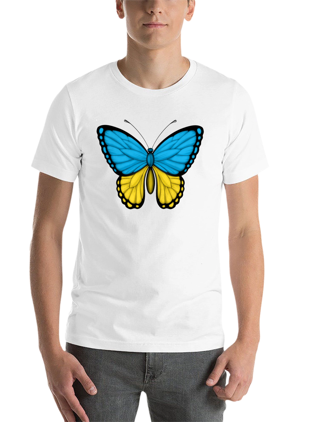 Black Butterfly Ukraine Flag T-Shirt view 14