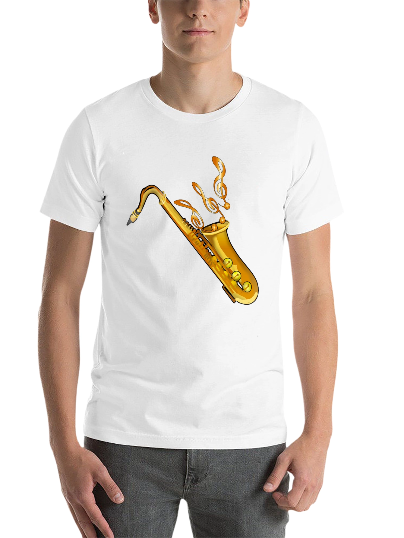 Black Saxophone Music Graphic Tee view 14