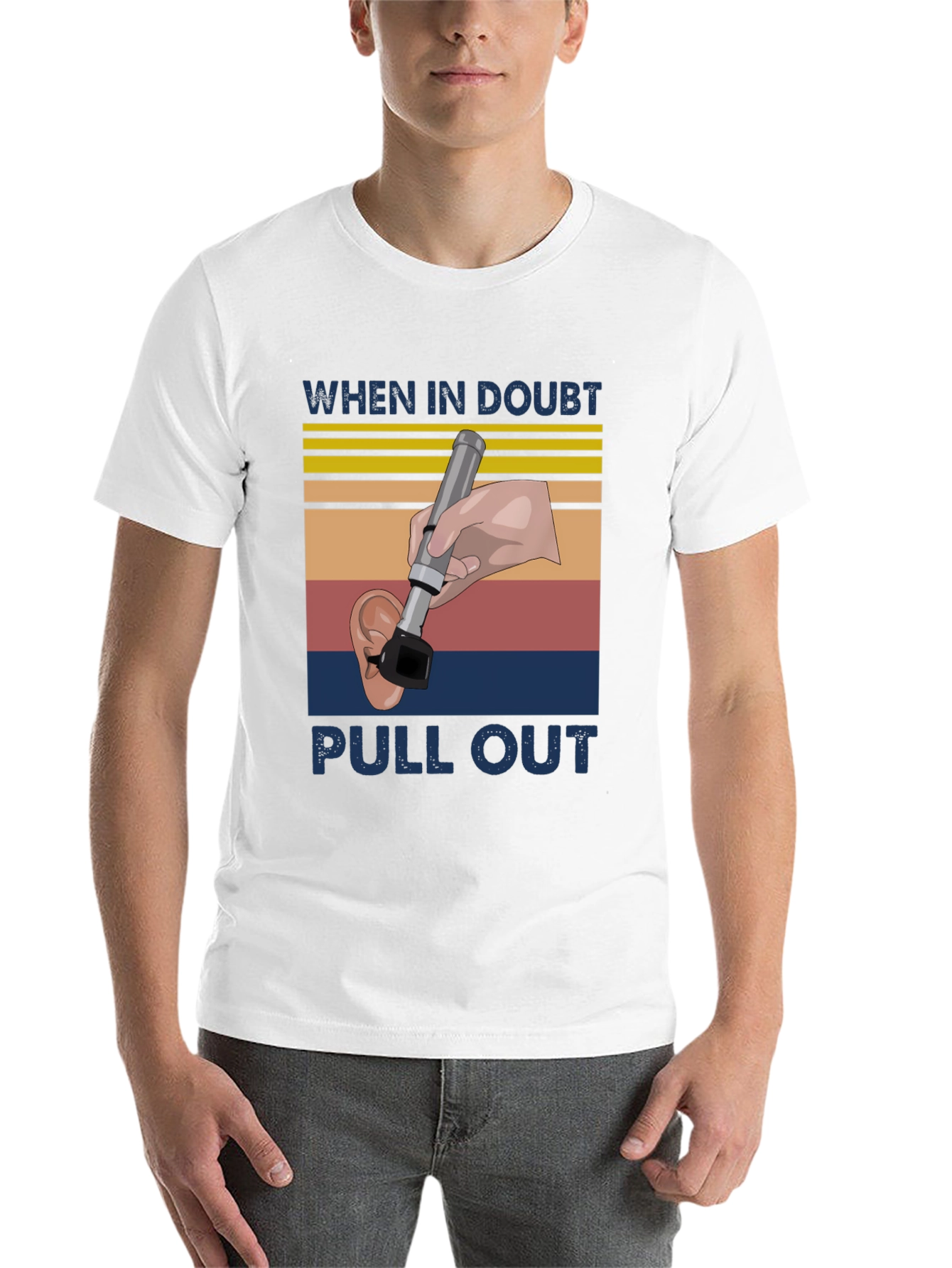 Black Funny Otoscope T-Shirt - When in Doubt Pull Out view 14