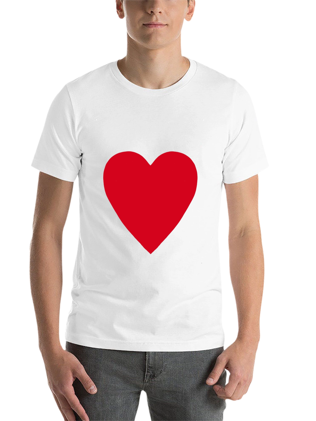 Black Bold Red Heart on Black T-Shirt view 14