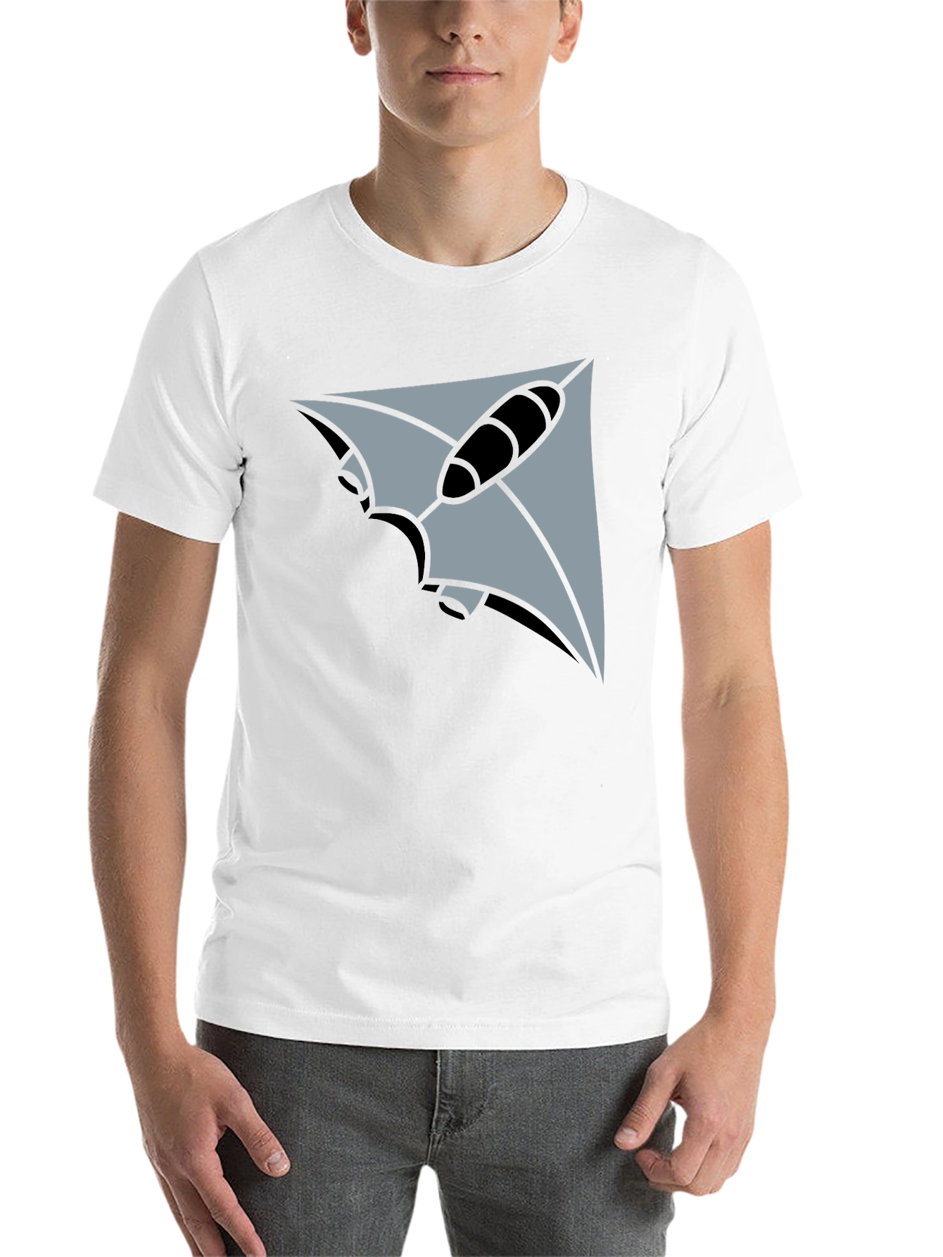 Black Geometric Stingray Graphic Tee - Black view 14