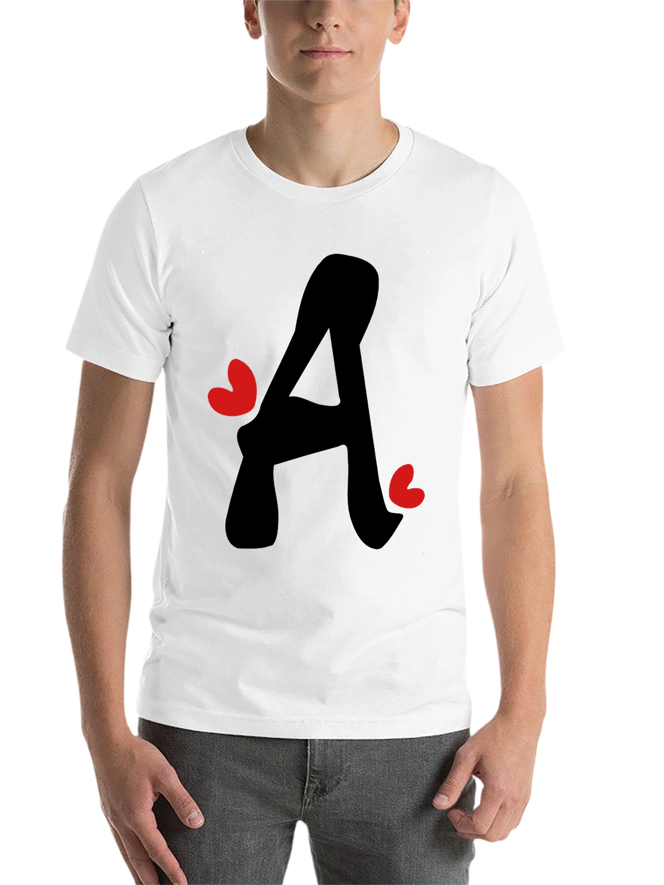 Black Letter A Heart Graphic Tee - Black T-Shirt view 14