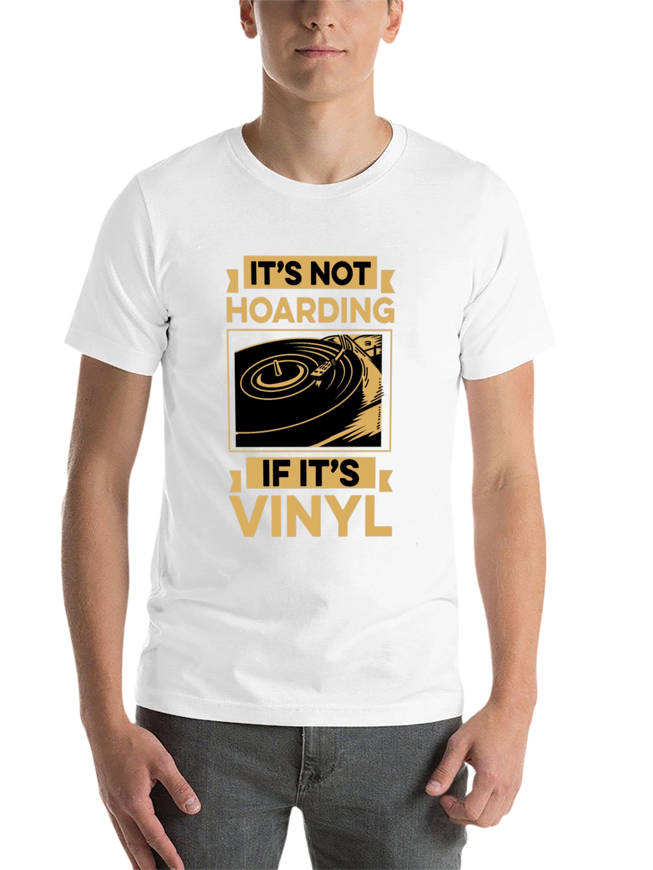 Black It's Not Hoarding If It's Vinyl Record T-Shirt view 14