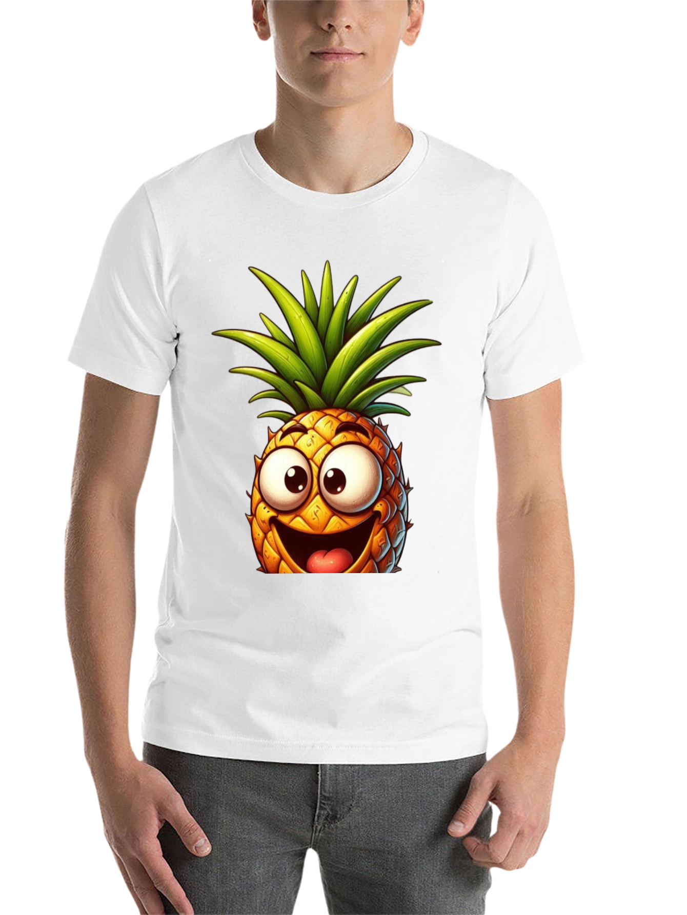 Black Funny Pineapple Graphic Tee - Black Cotton T-Shirt view 14