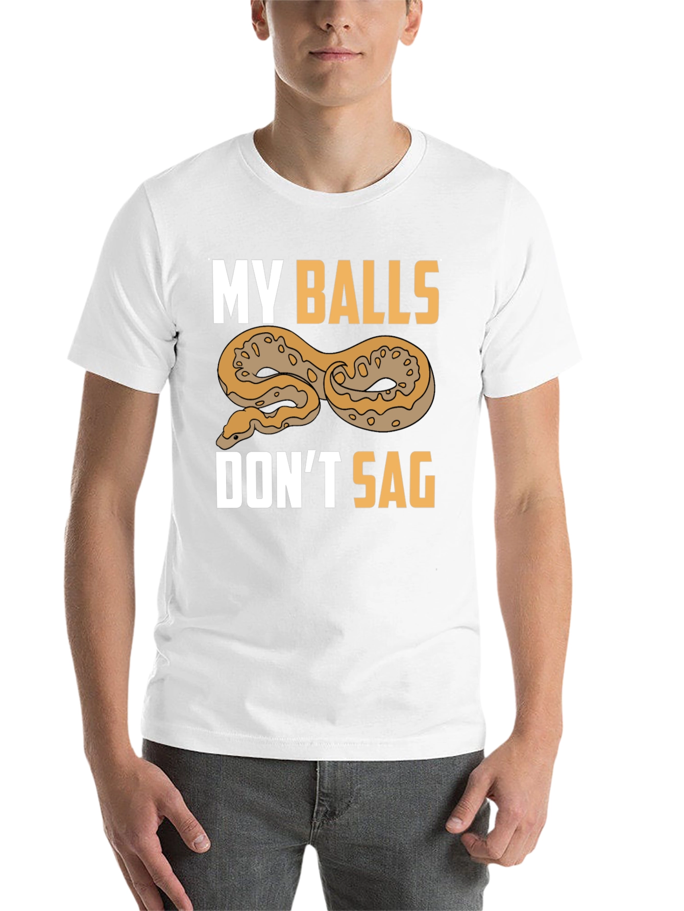 Black Funny "My Balls Don't Sag" Snake T-Shirt view 14