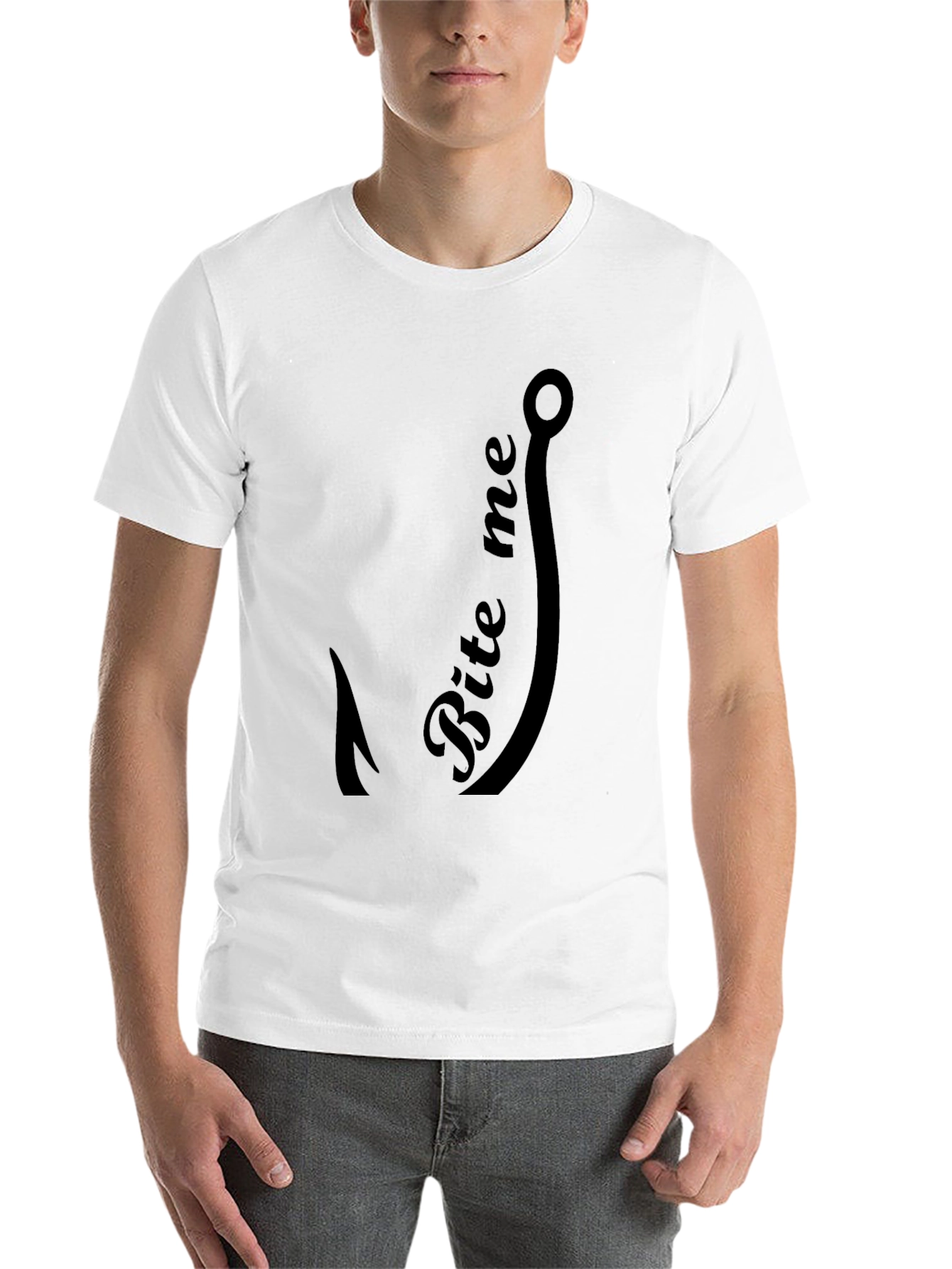 Black Bite Me Fishing Hook Graphic Tee - Black view 14