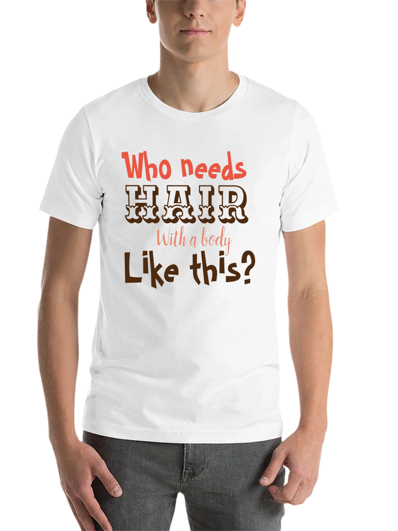 Black Who Needs Hair T-Shirt - Funny Baldness Humor view 14