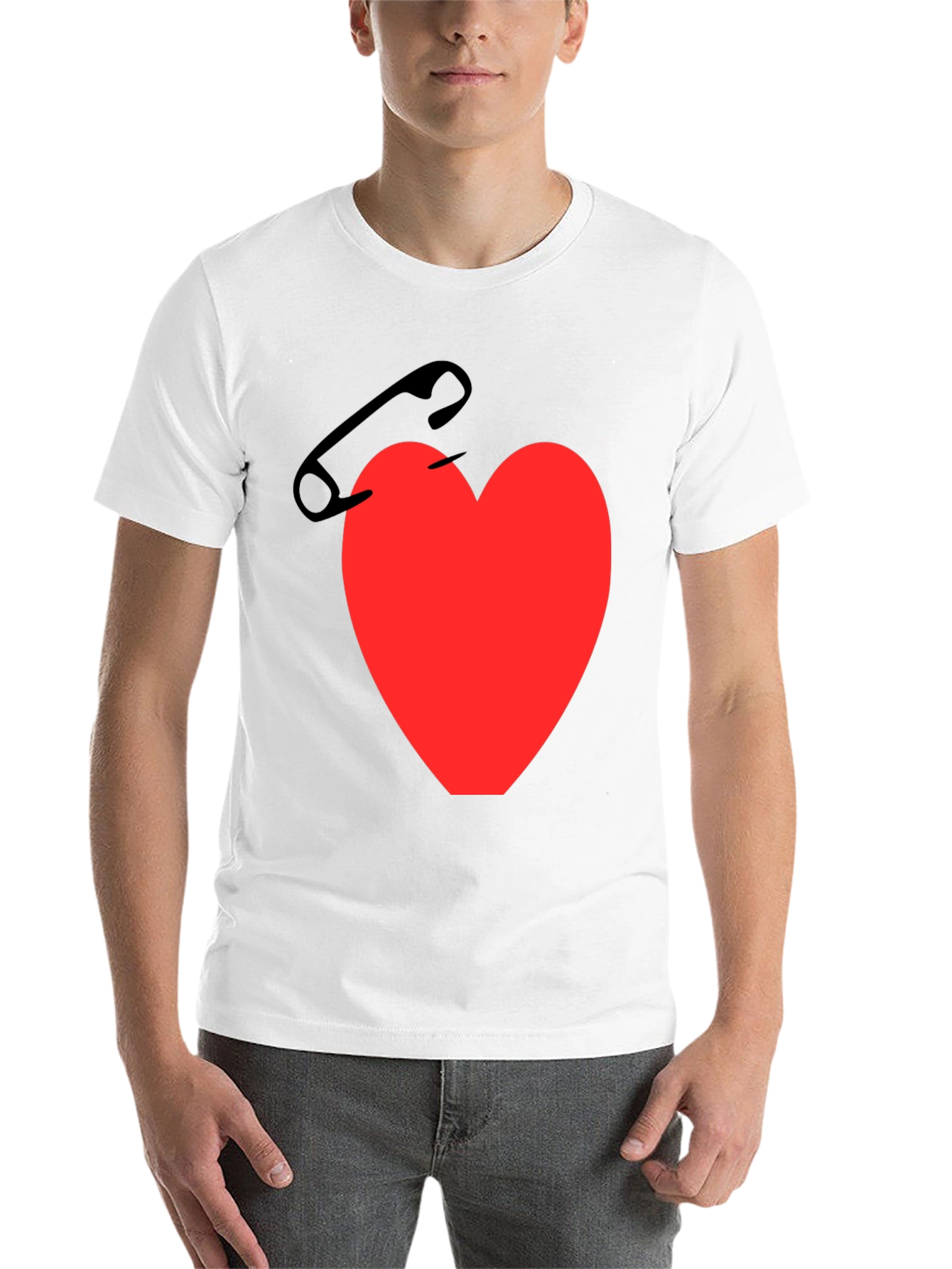 Black Heart & Safety Pin Graphic T-Shirt - Black view 14
