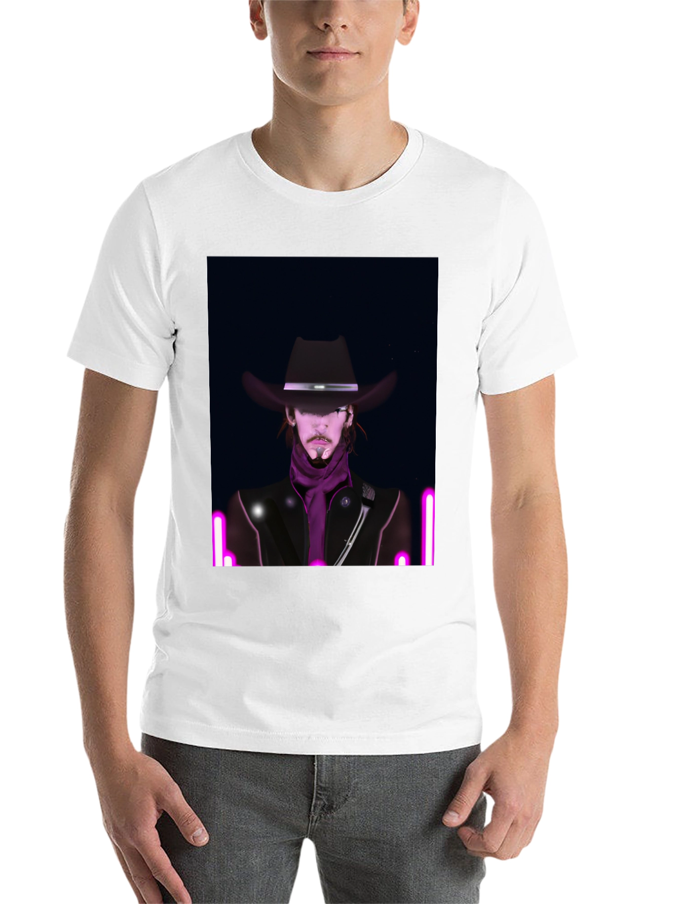 Black Neon Cowboy T-Shirt - Unique Graphic Tee view 14