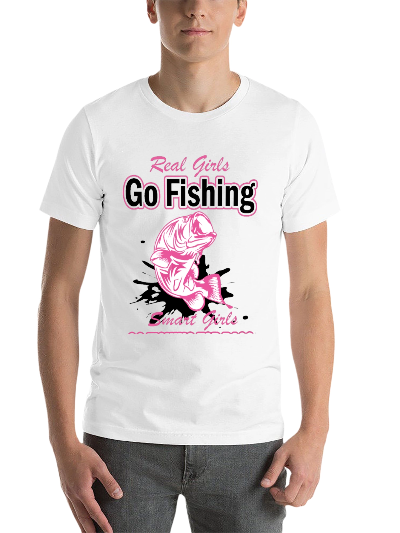 Real Girls Go Fishing Black Graphic Tee - 14