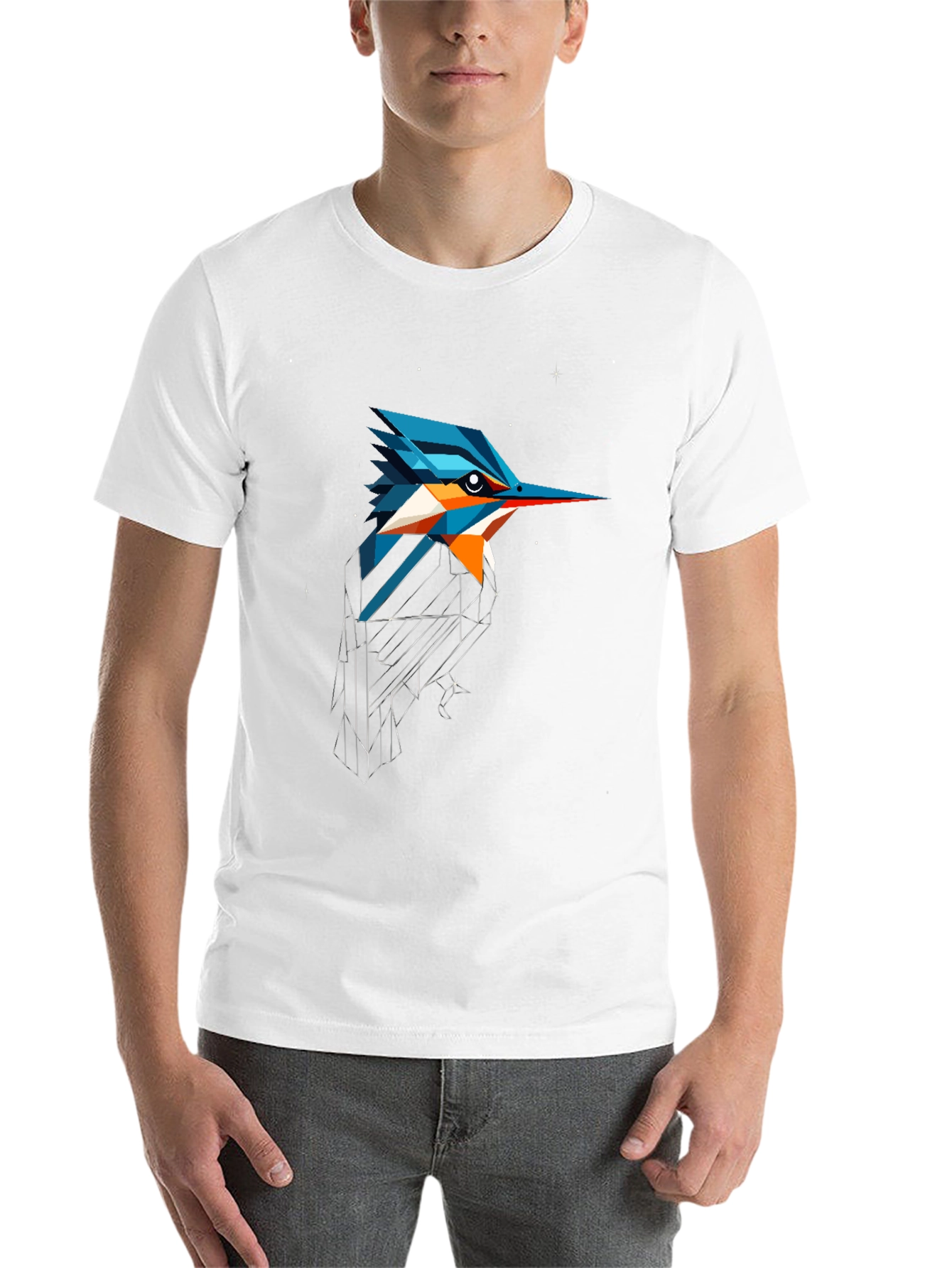 Black Geometric Kingfisher Graphic Tee view 14