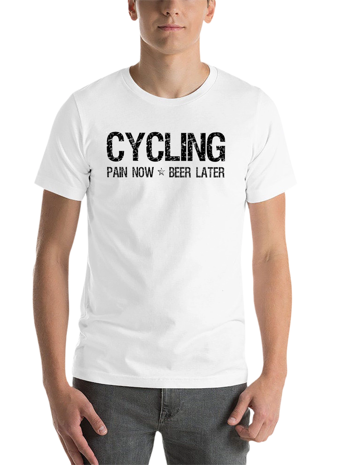 Black Cycling Pain Now Beer Later Men's T-Shirt view 14