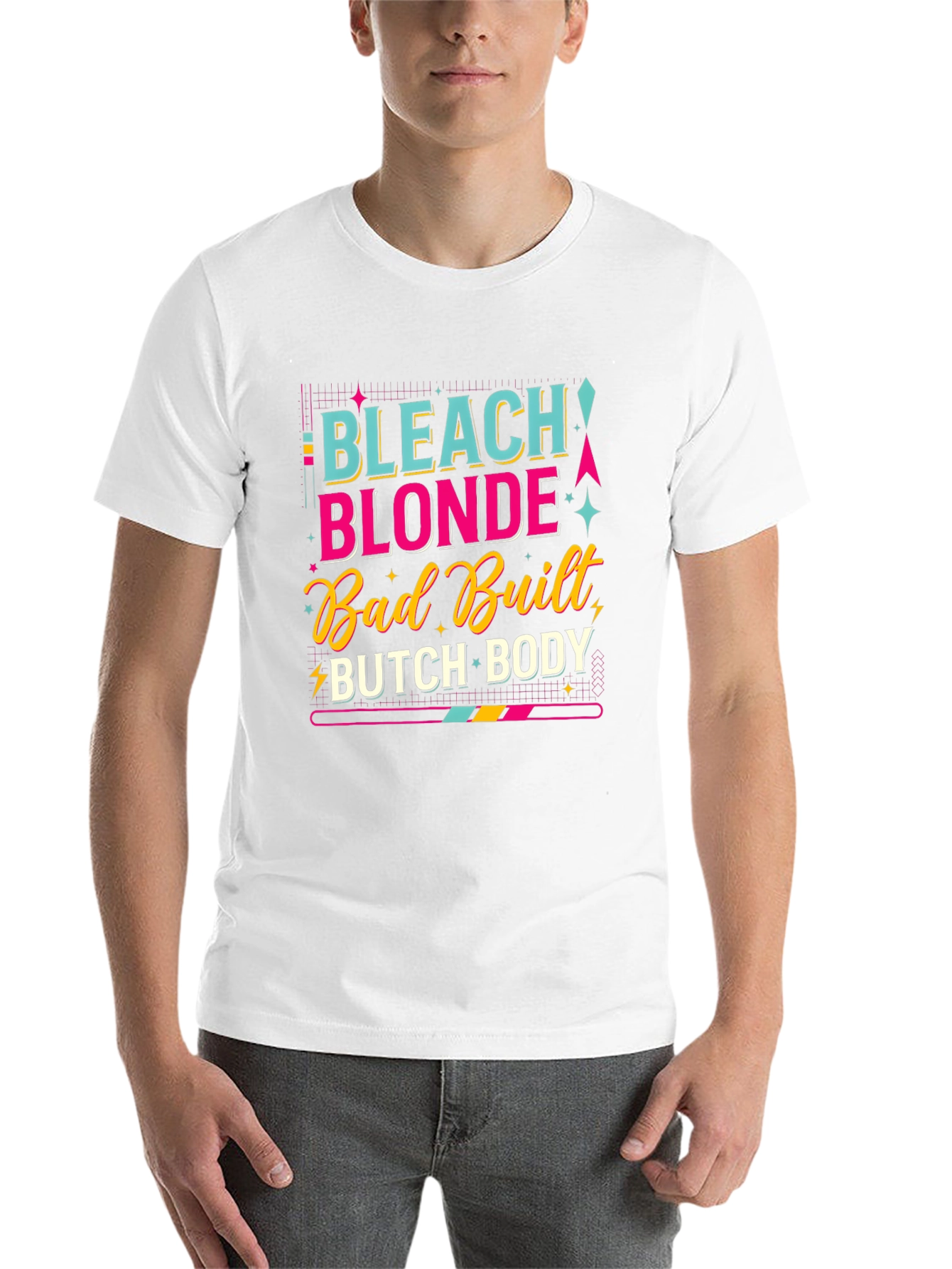 Black Bleach Blonde Bad Built Butch Body T-Shirt view 14