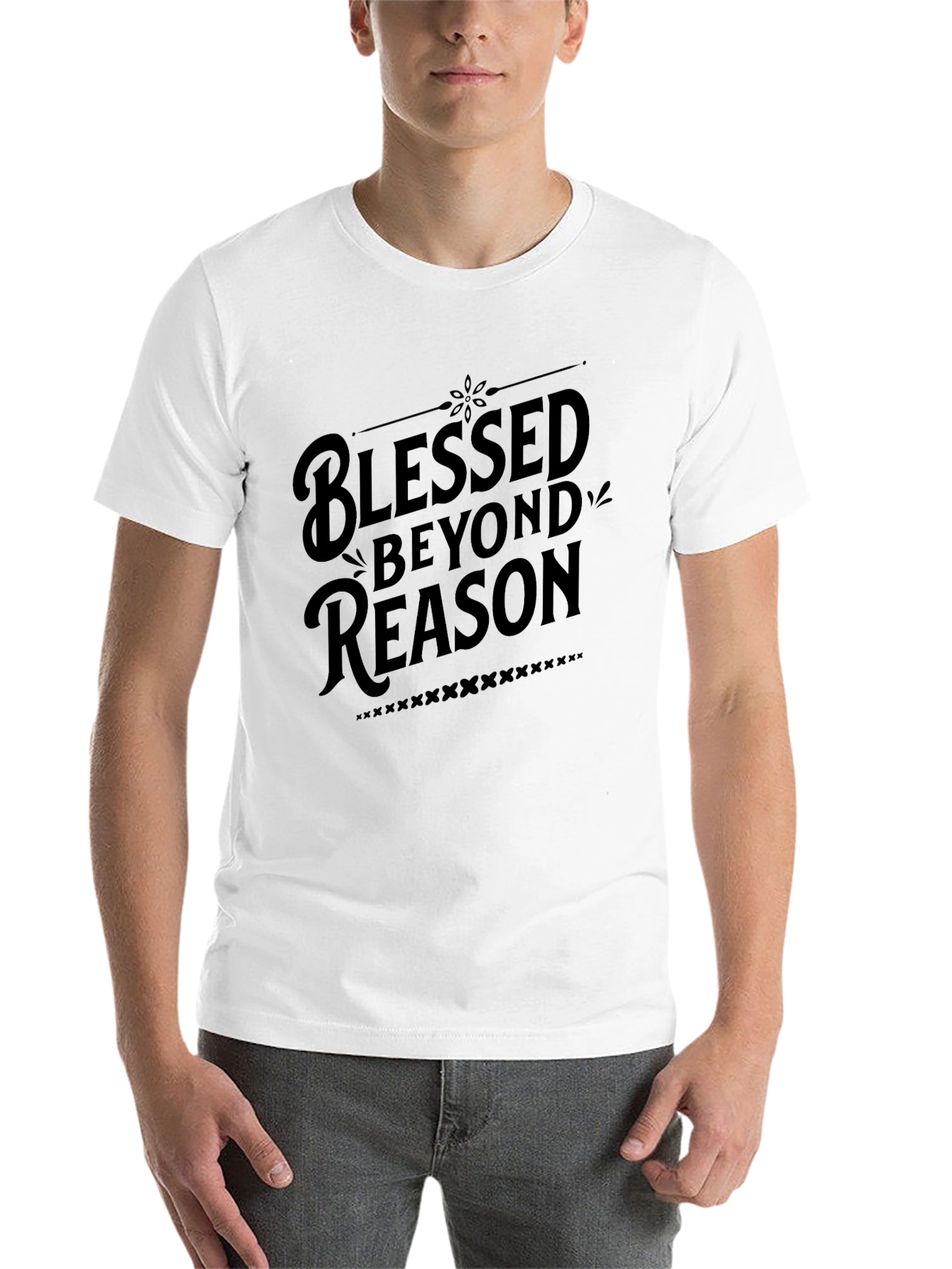 Black Blessed Beyond Reason - Stylish Black Graphic Tee view 14