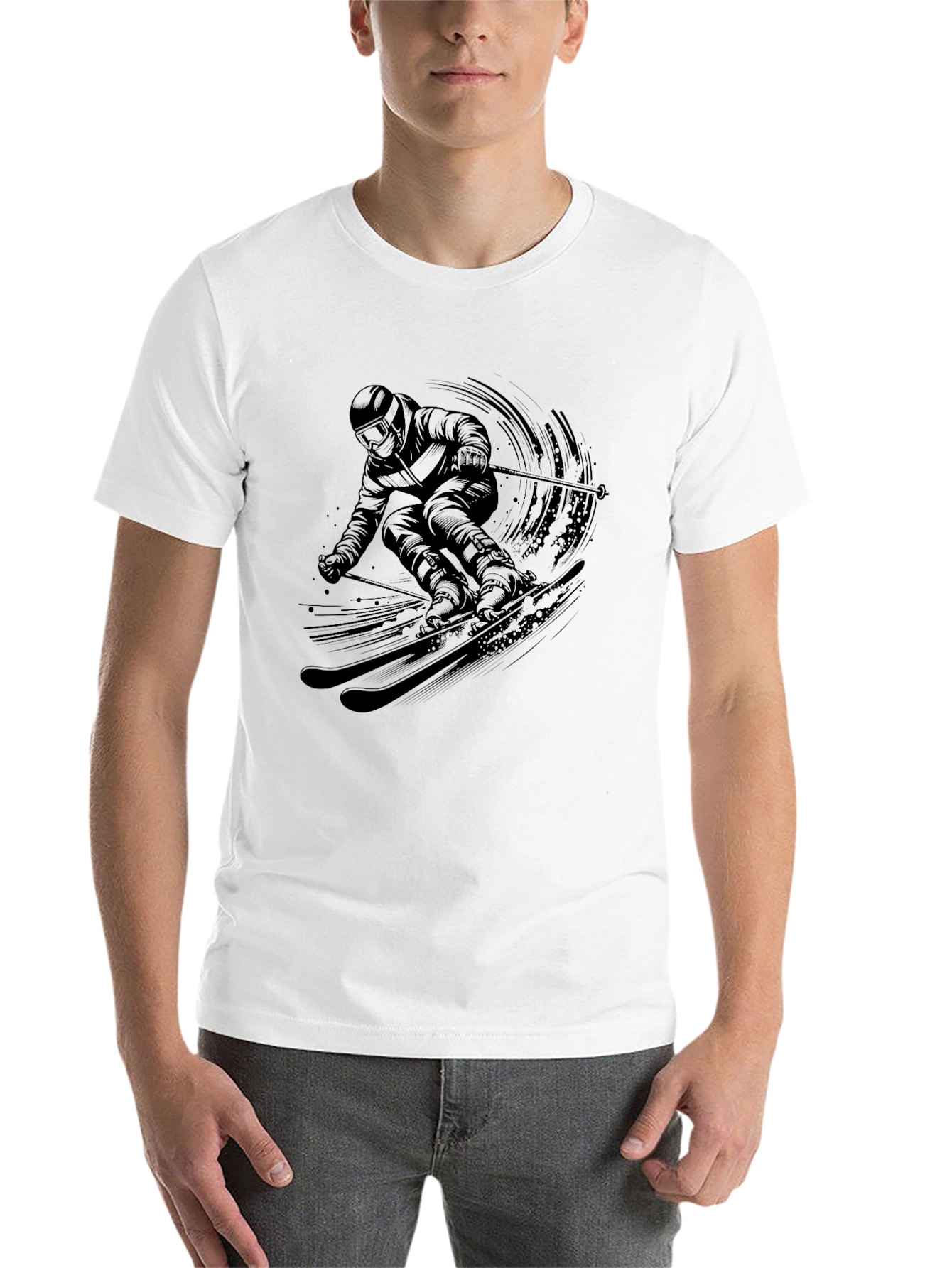 Black Skiing Graphic Tee - Mens' Black Short Sleeve view 14