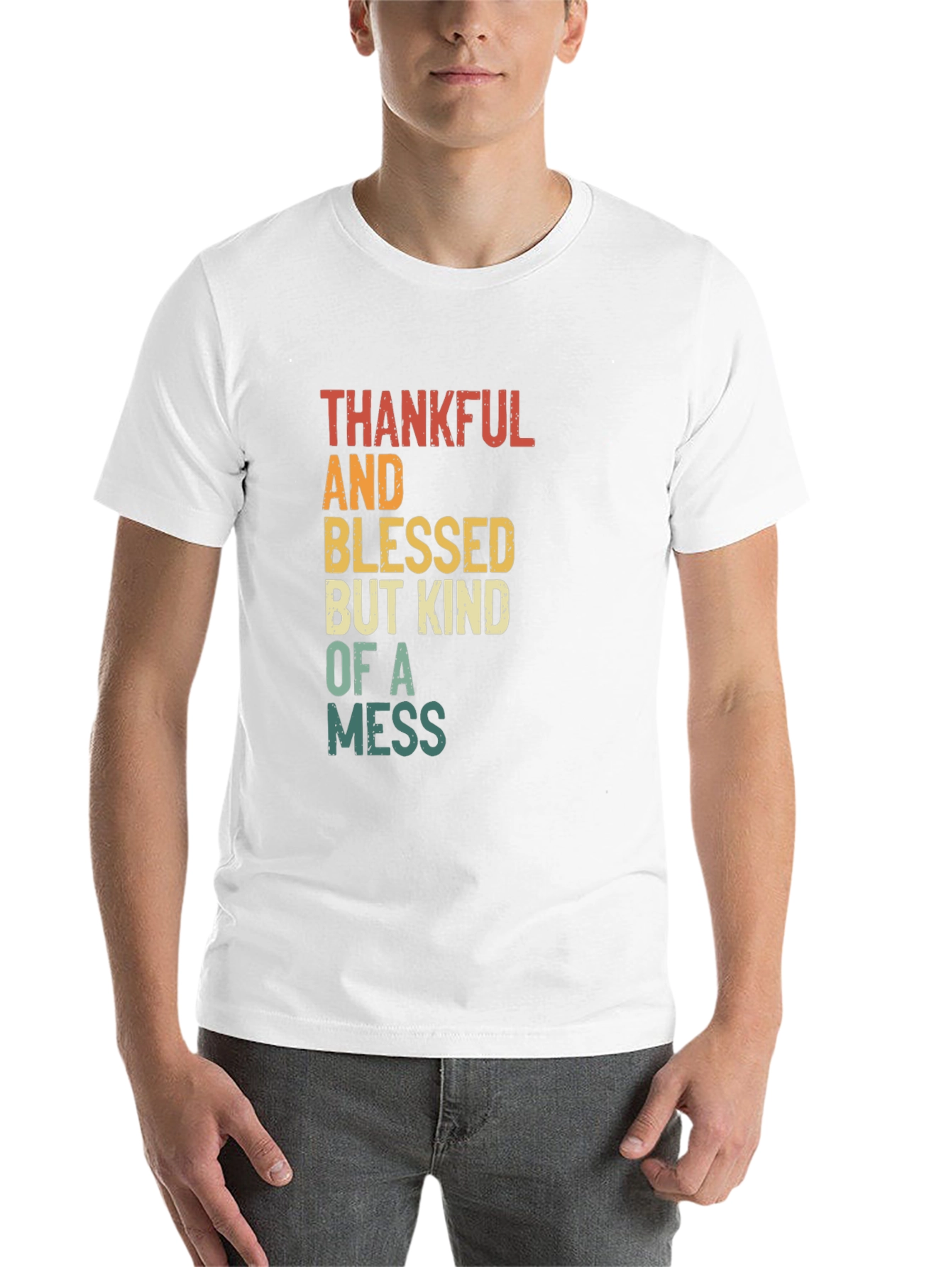 Black Thankful Blessed Kind Mess T-Shirt - Soft Cotton Blend view 14