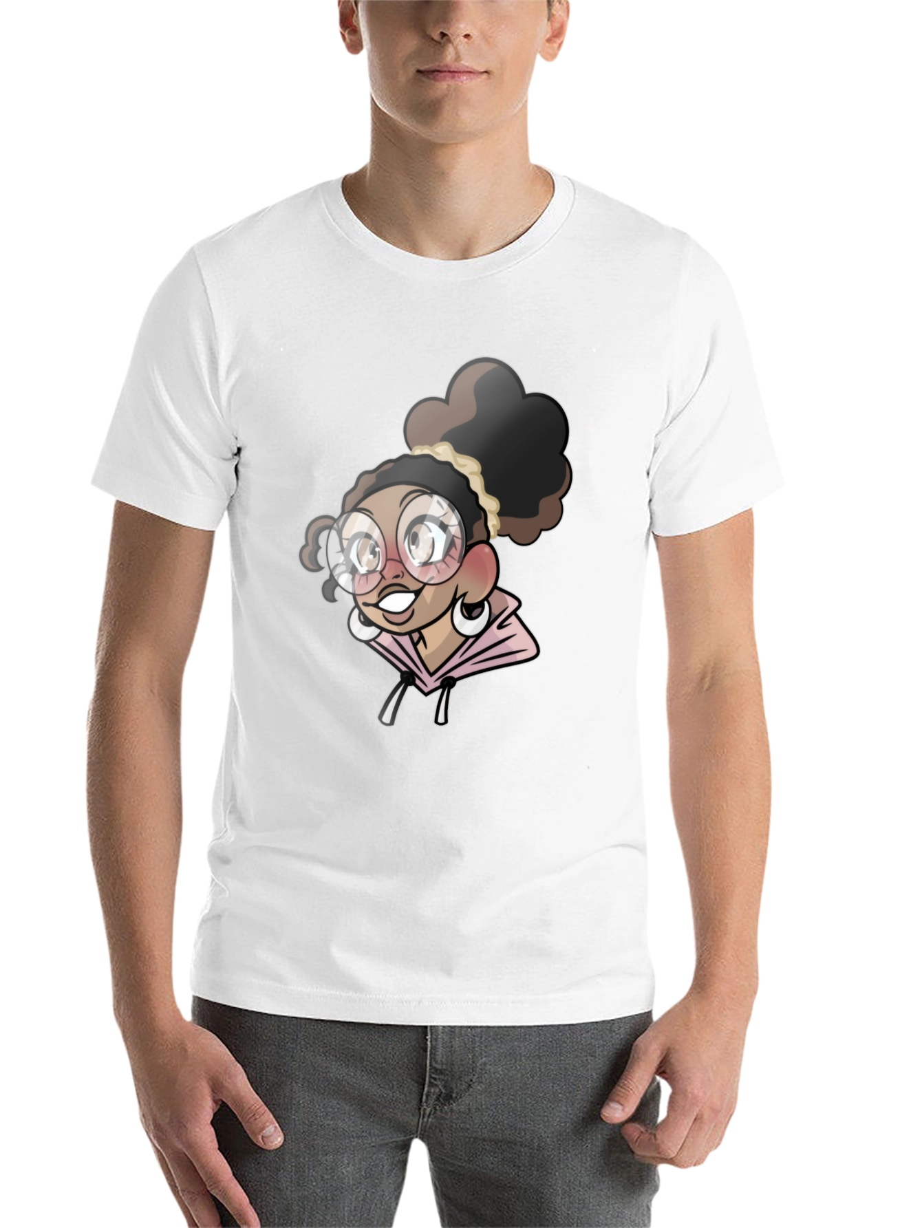 Black Cartoon Girl T-Shirt - Stylish Black Tee view 14