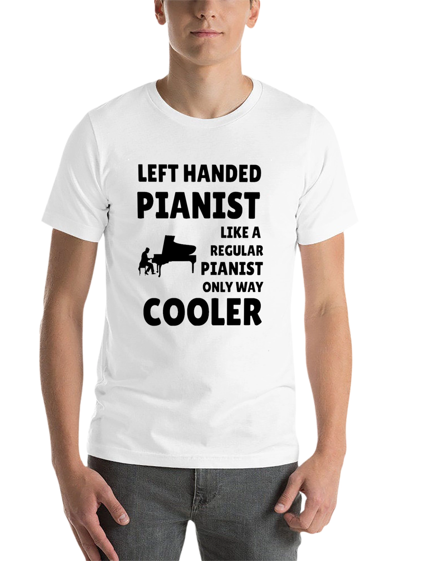 Black Left Handed Pianist - Funny Musician T-Shirt view 14