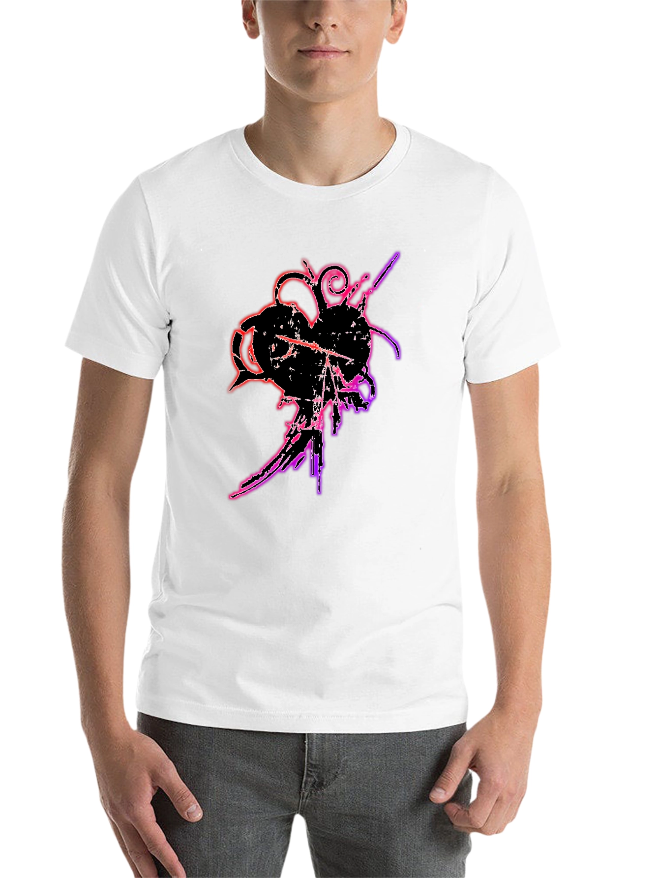 Black Grunge Heart T-Shirt - Edgy Graphic Tee view 14