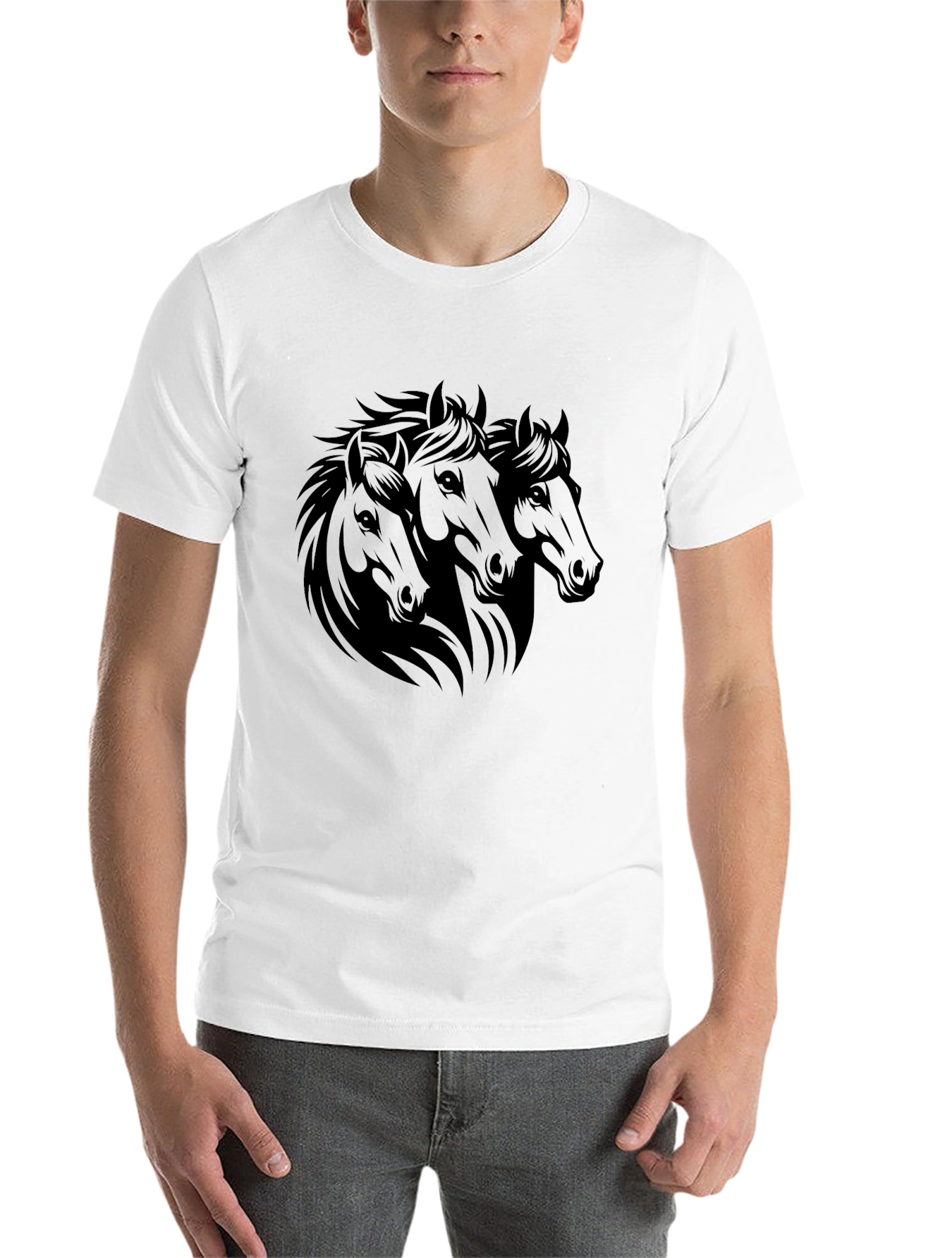 Black Black Horse Trio Graphic Tee - Stylish Men's T-Shirt view 14