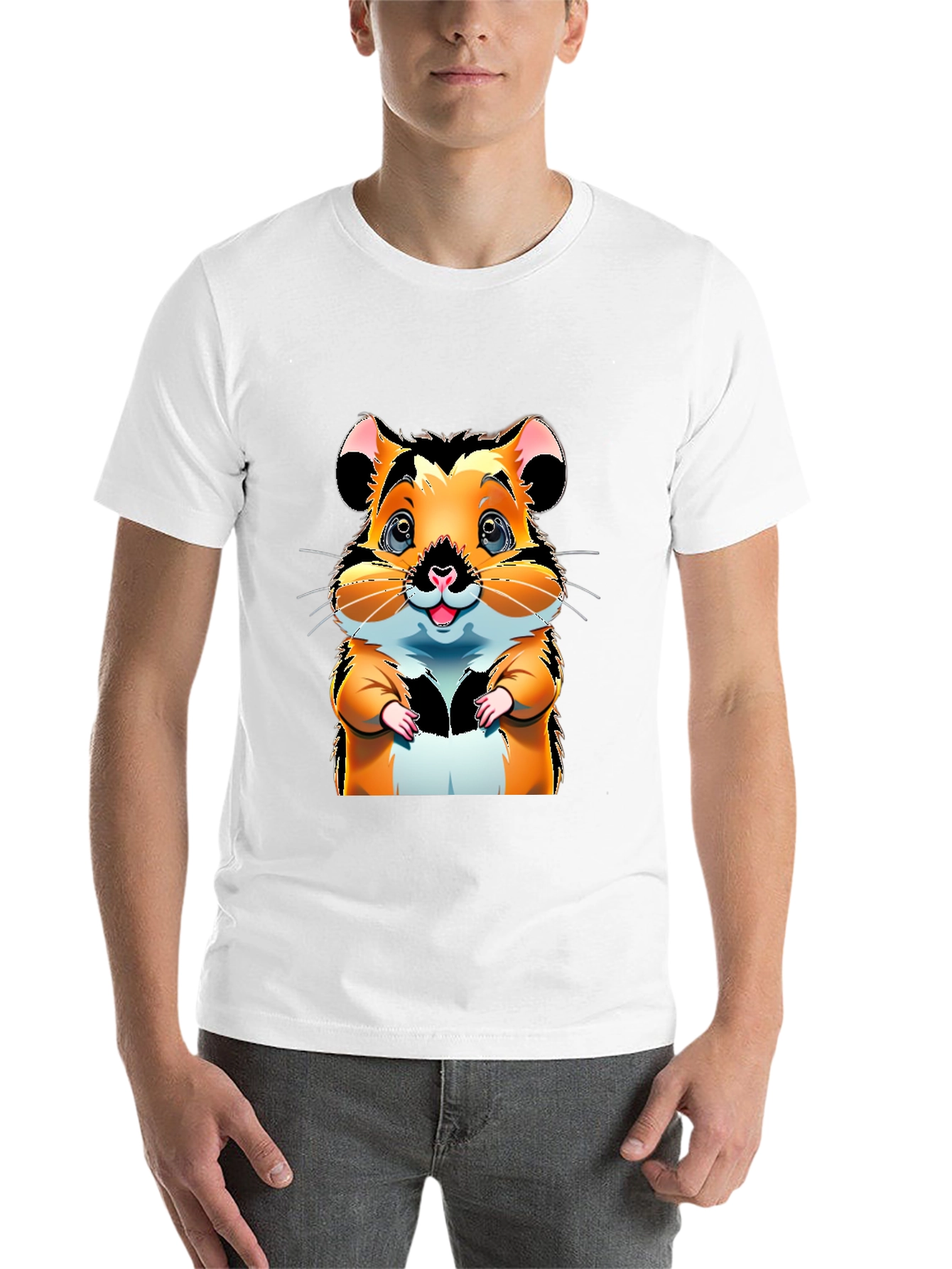 Black Cute Hamster Cartoon Graphic Tee view 14