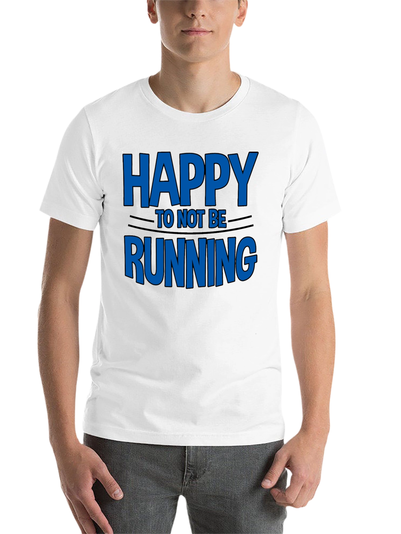 Black Happy To Not Be Running - Novelty T-Shirt view 14