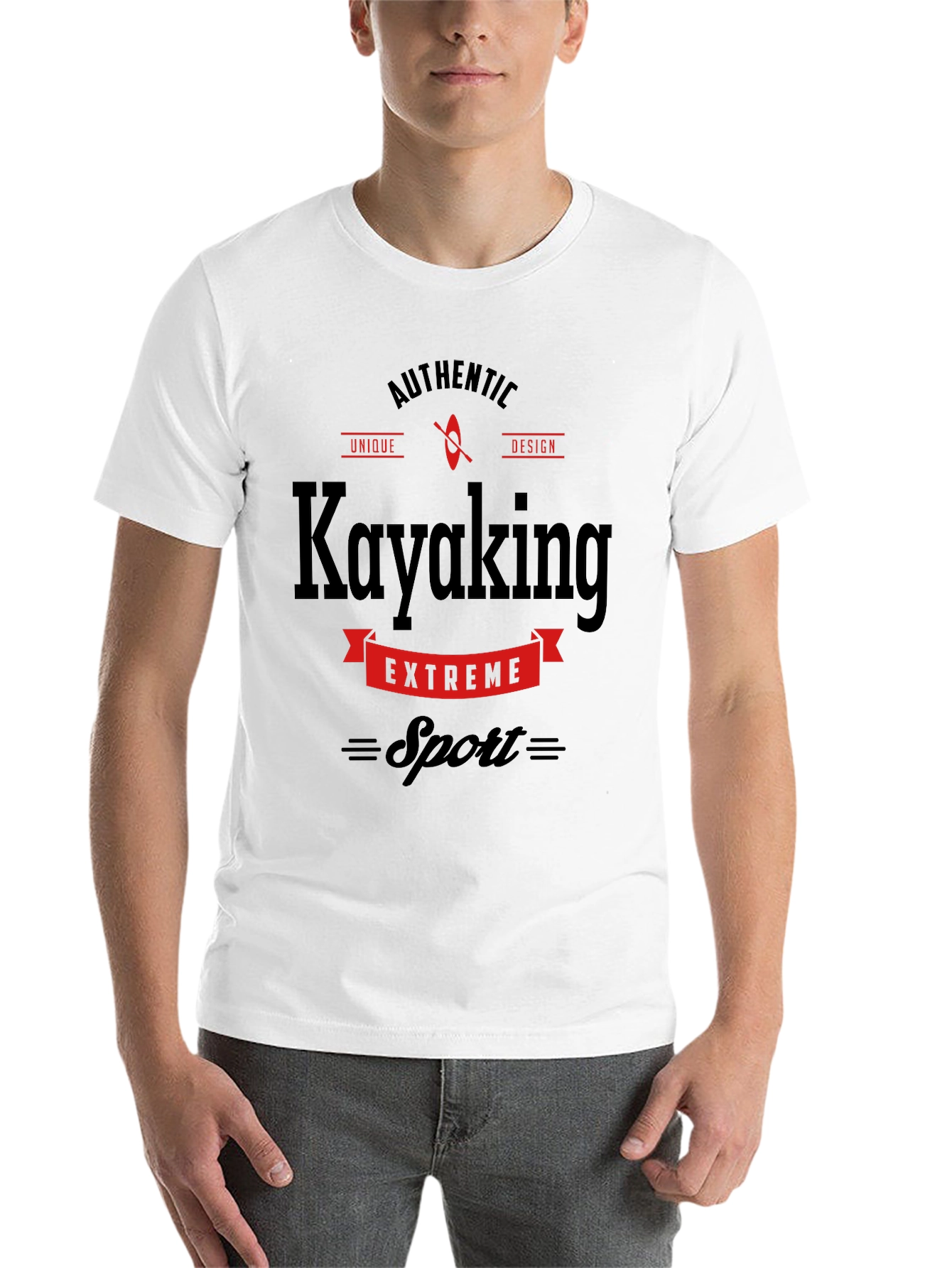 Black Kayaking Extreme Sport T-Shirt view 14