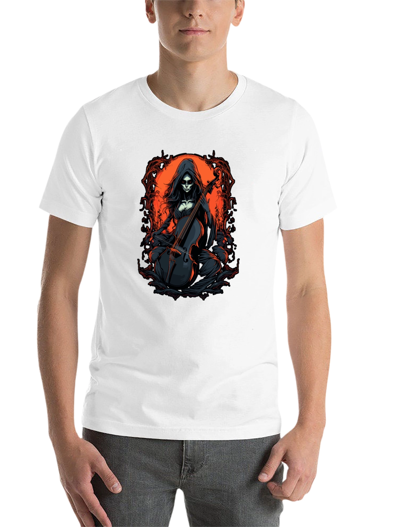 Black Grim Reaper Cello T-Shirt view 14