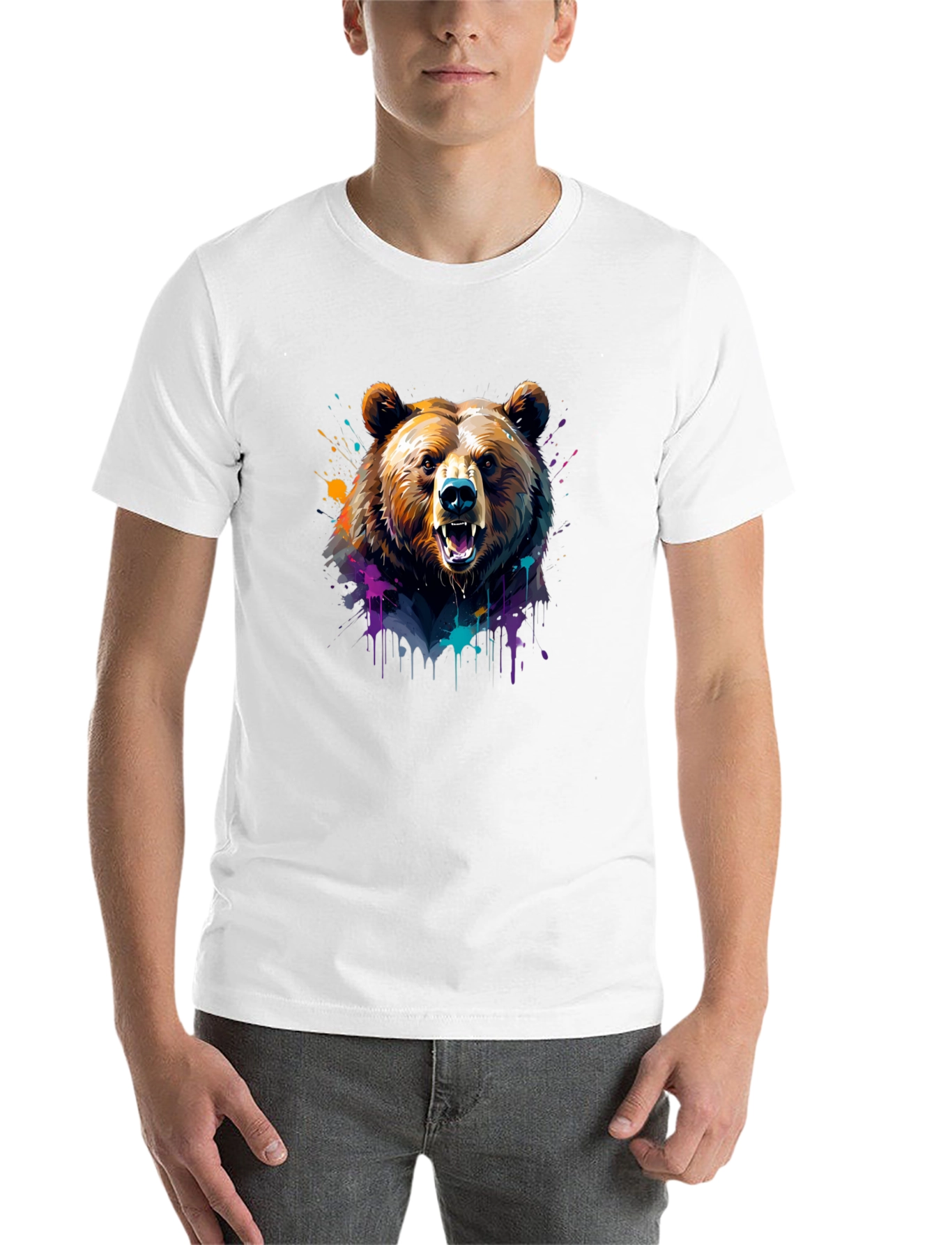 Black Bear Graphic Tee - Colorful Animal Print Shirt view 14