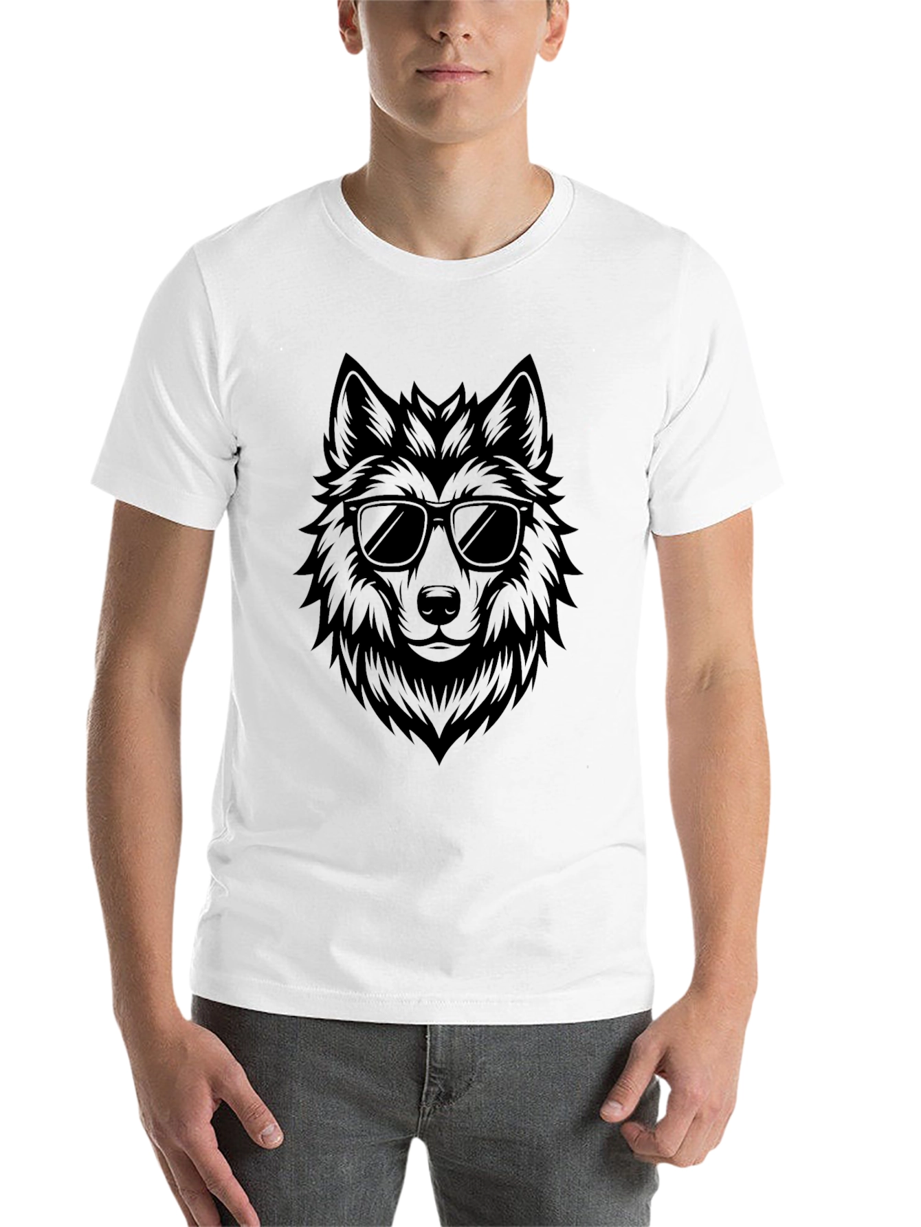 Black Cool Wolf Graphic T-Shirt - Black view 14