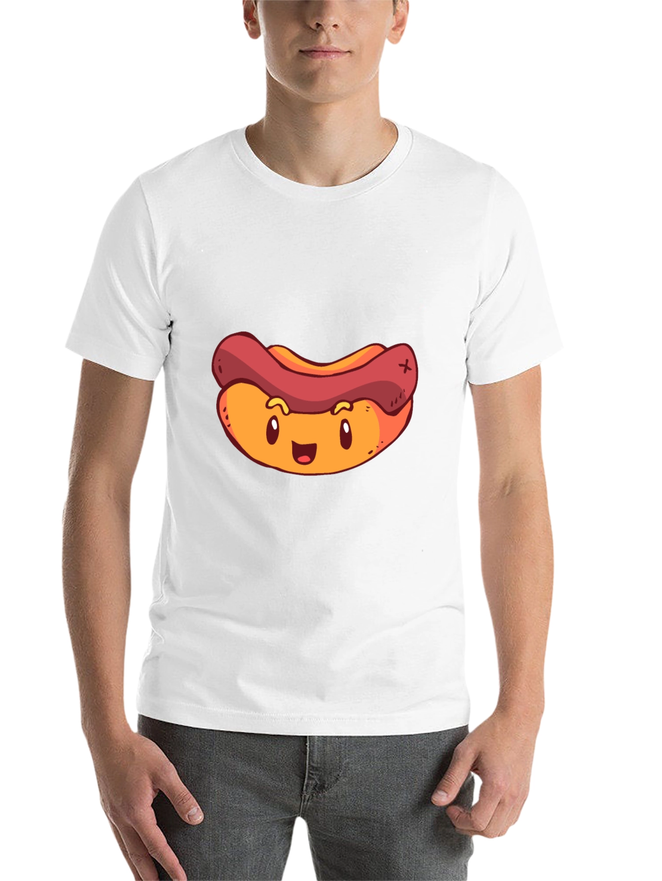 Black Cartoon Hotdog Graphic T-Shirt - Black view 14