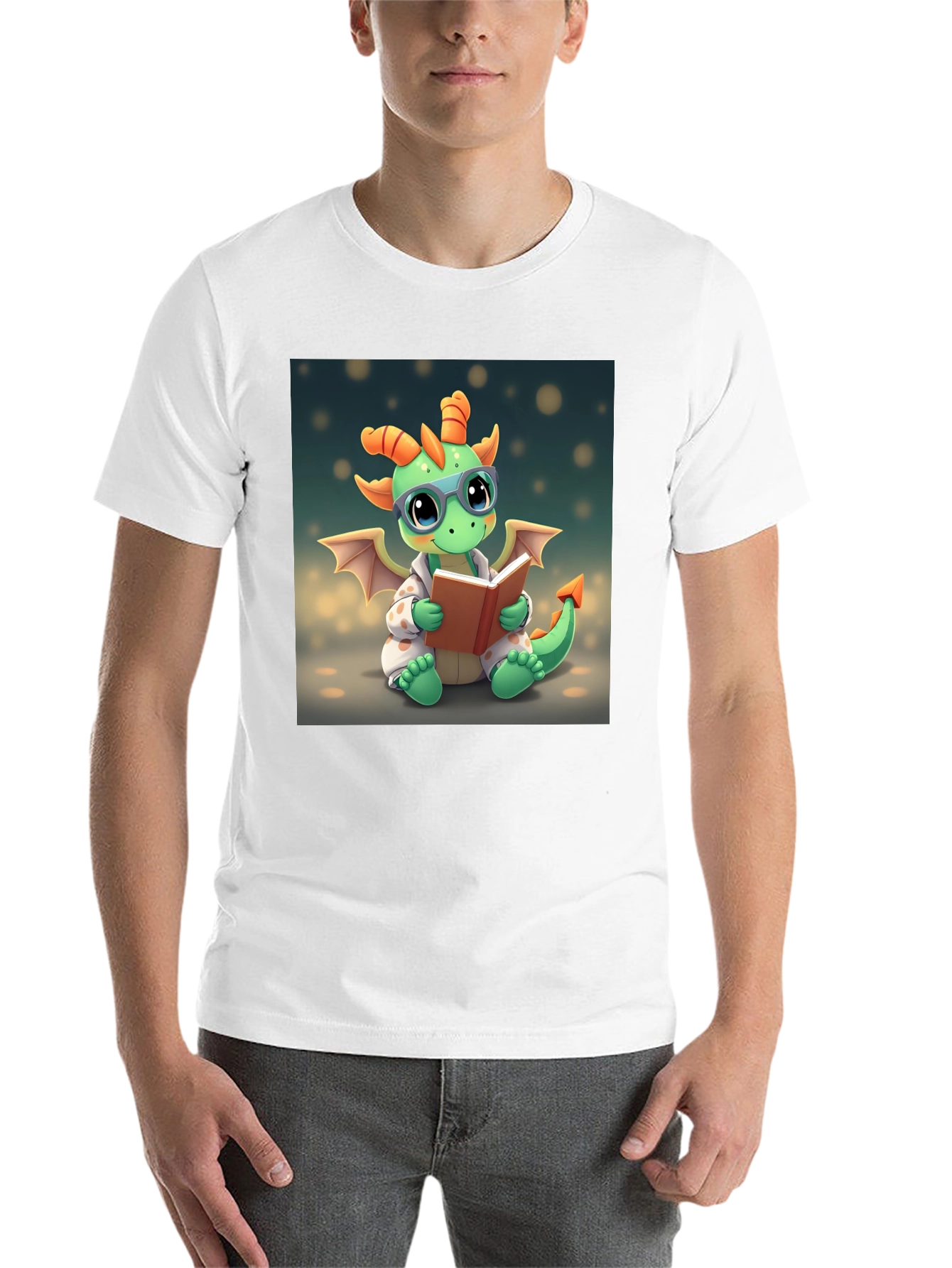 Black Cute Dragon Reading Book Graphic Tee view 14