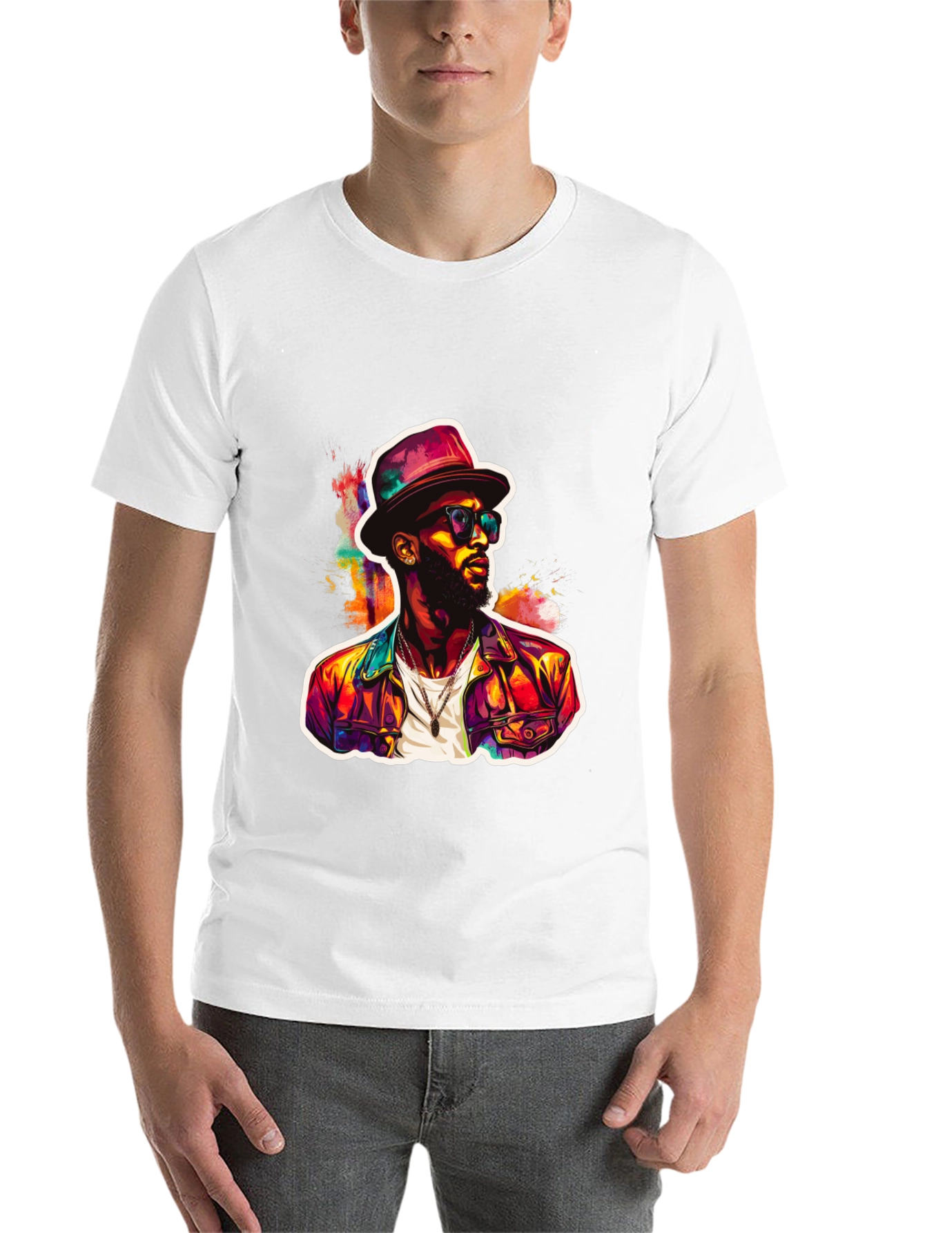 Black Cool Man Portrait Graphic Tee view 14