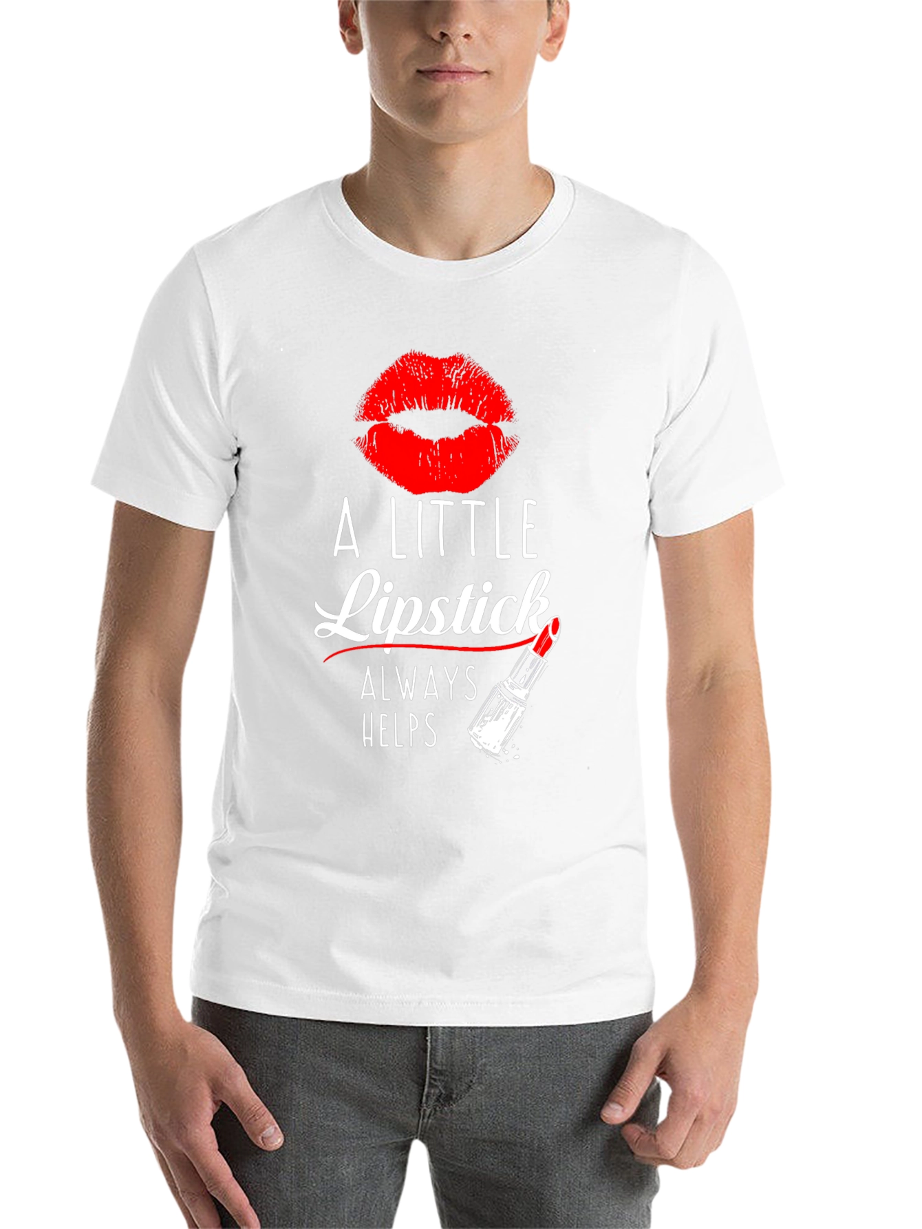 Black A Little Lipstick Always Helps T-Shirt view 14