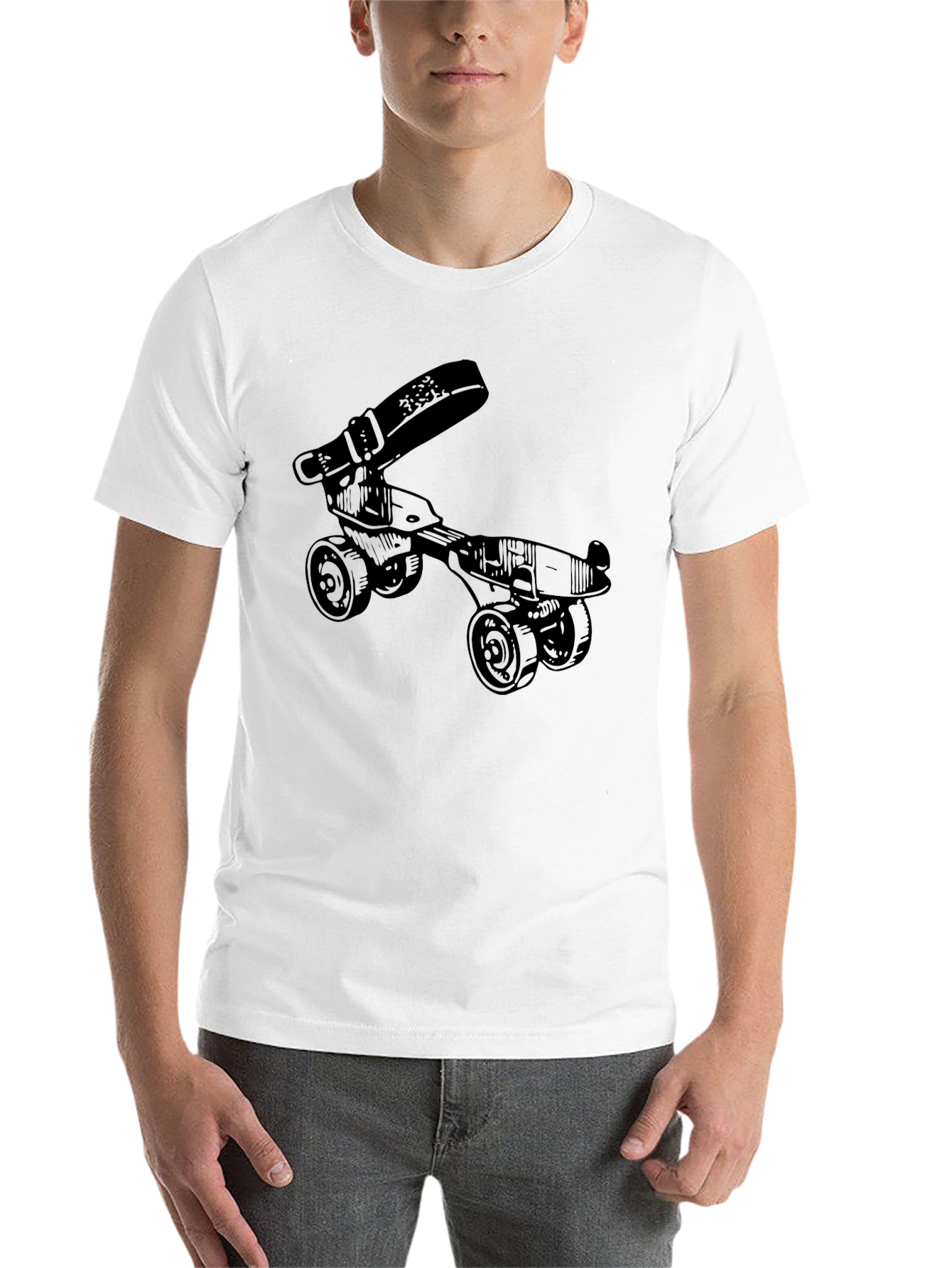 Black Novelty Roller Skate T-Shirt - Retro Style Black Tee view 14