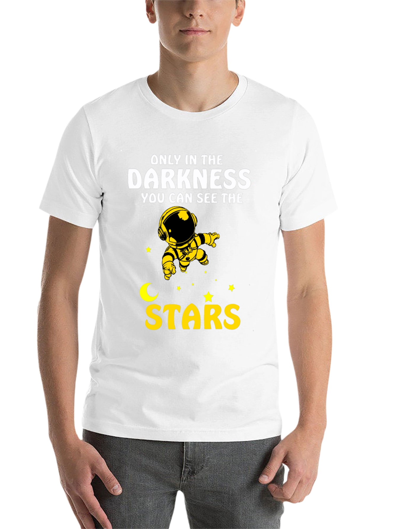 Black Darkness Stars Graphic T-Shirt - Astronaut Design view 14