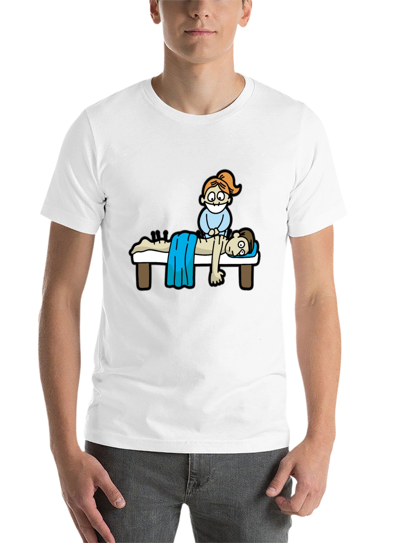 Black Acupuncture Cartoon T-Shirt view 14