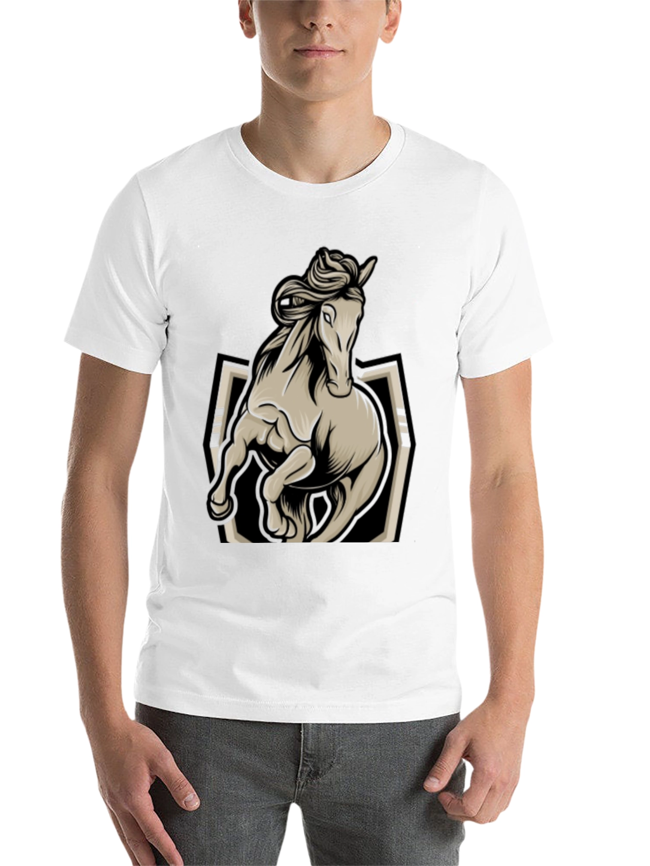 Black Horse Graphic Tee - Stylish Black Men's T-Shirt view 14
