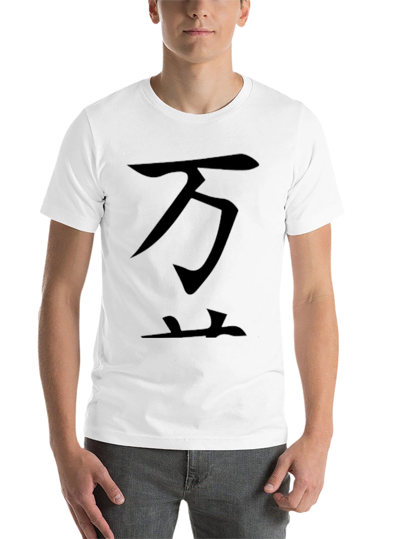 Black Black T-Shirt with Asian Character Design view 14