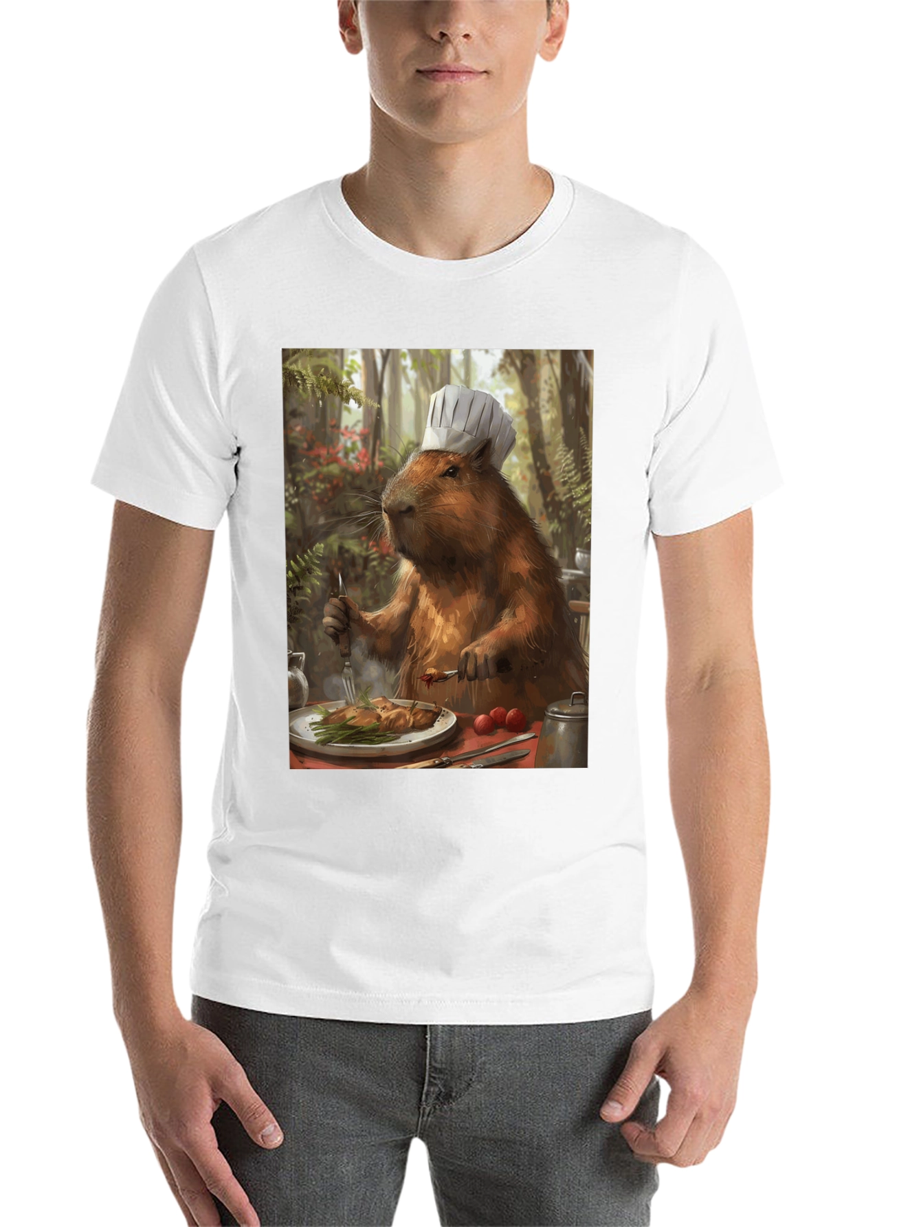 Black Chef Capybara T-Shirt - Humorous Animal Tee view 14