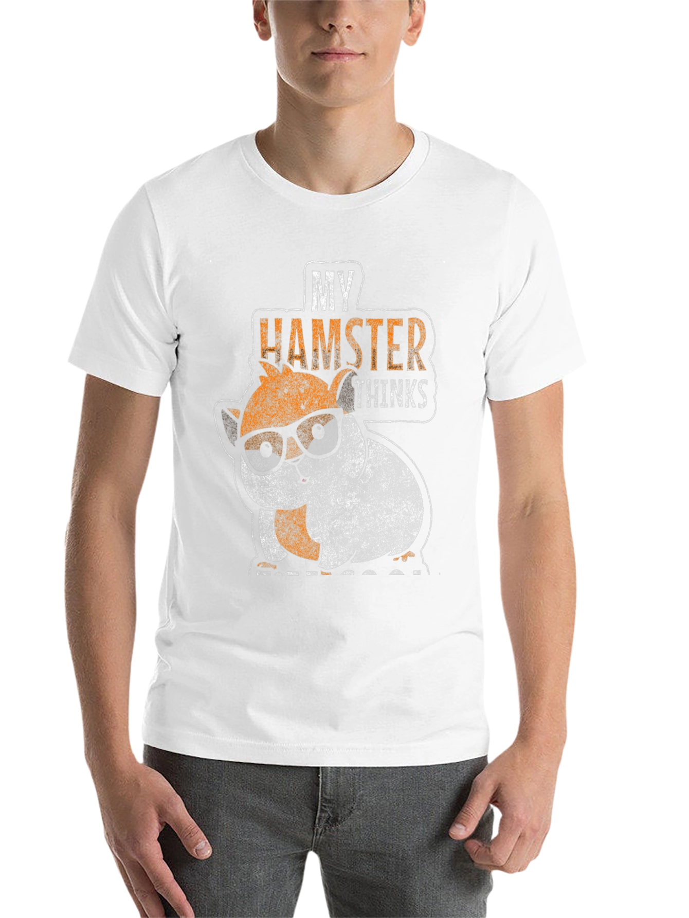 Black My Hamster Thinks Graphic Tee view 14