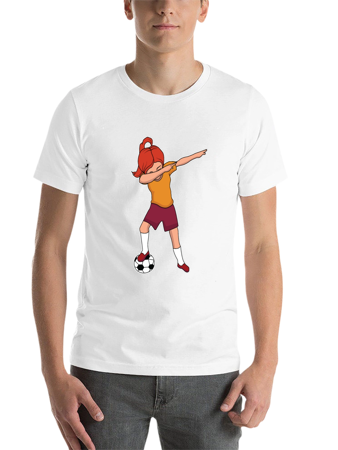 Black Soccer Dabbing Girl Graphic T-Shirt view 14