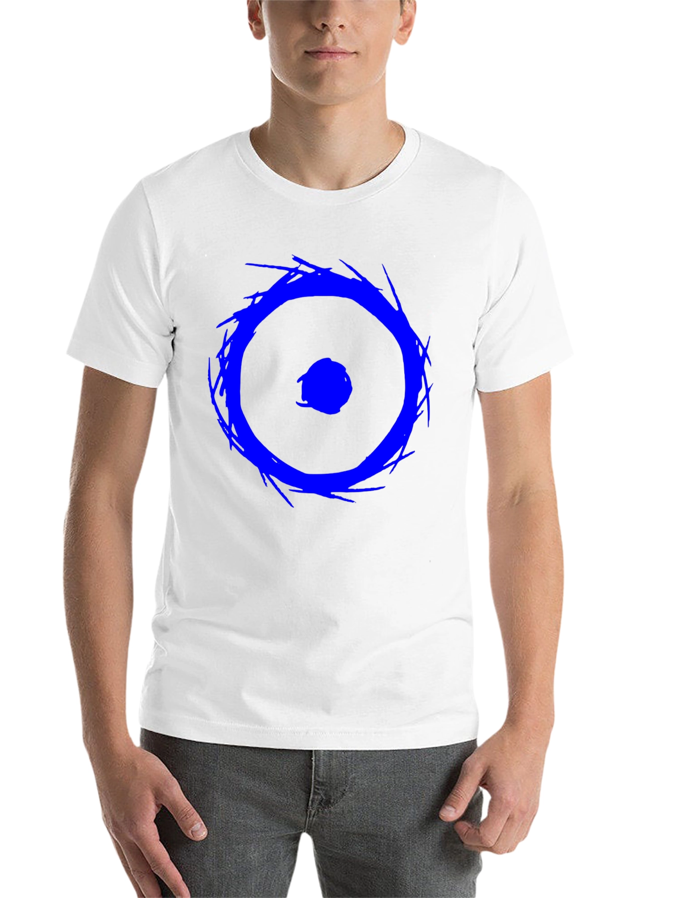 Black Blue Eye Graphic Tee - Black Cotton Casual Shirt view 14