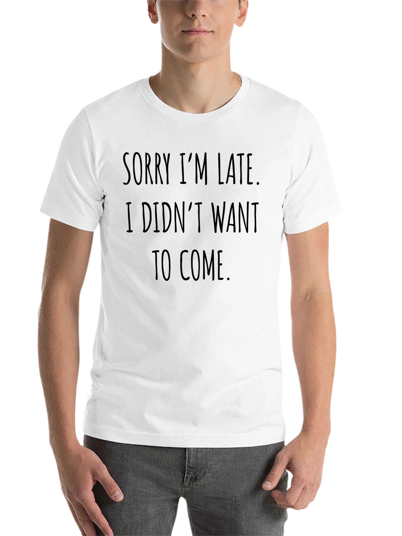 Black Funny "Sorry I'm Late" Graphic Tee view 14
