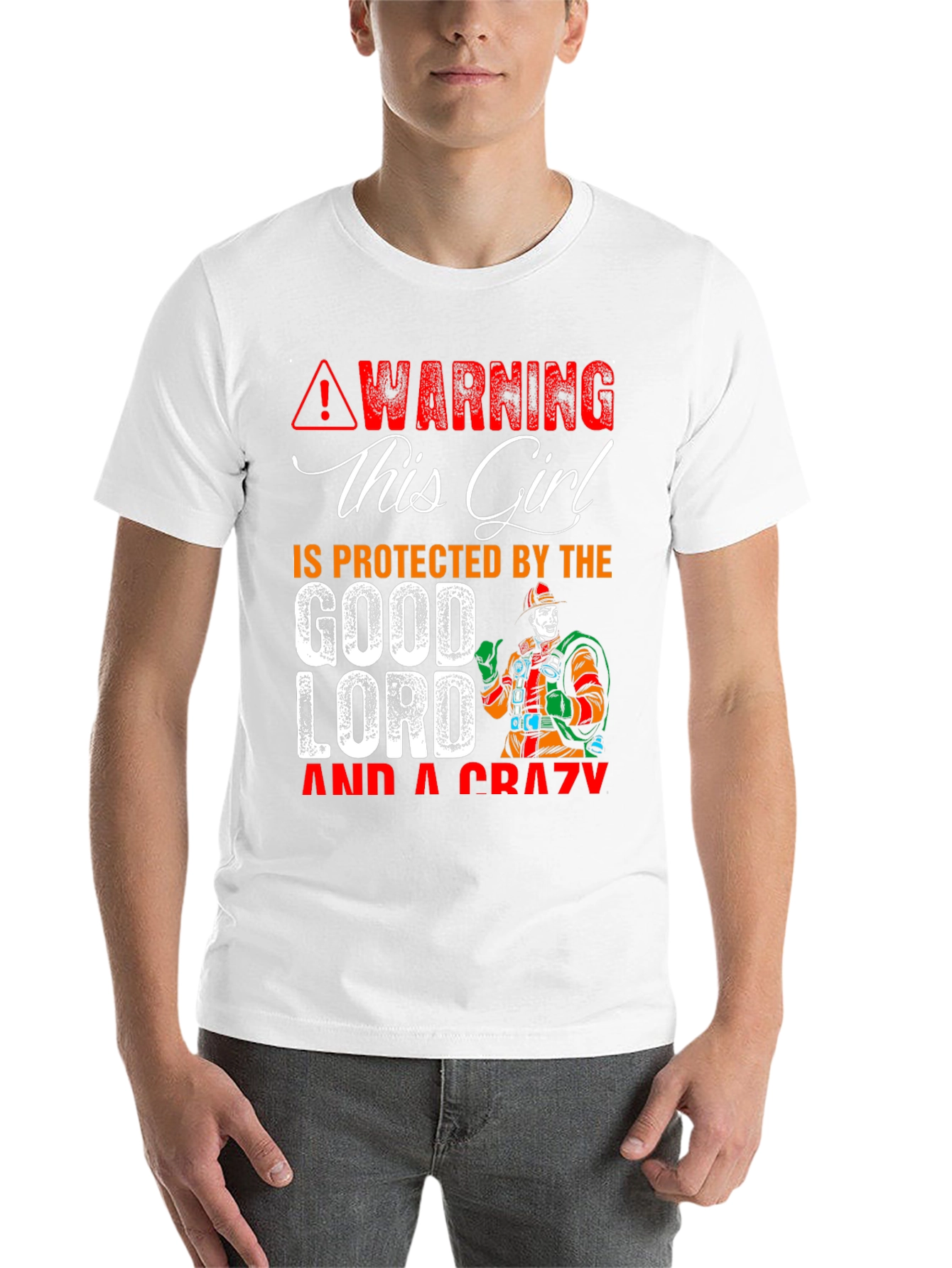 Warning This Girl is Protected Graphic T-Shirt - 14