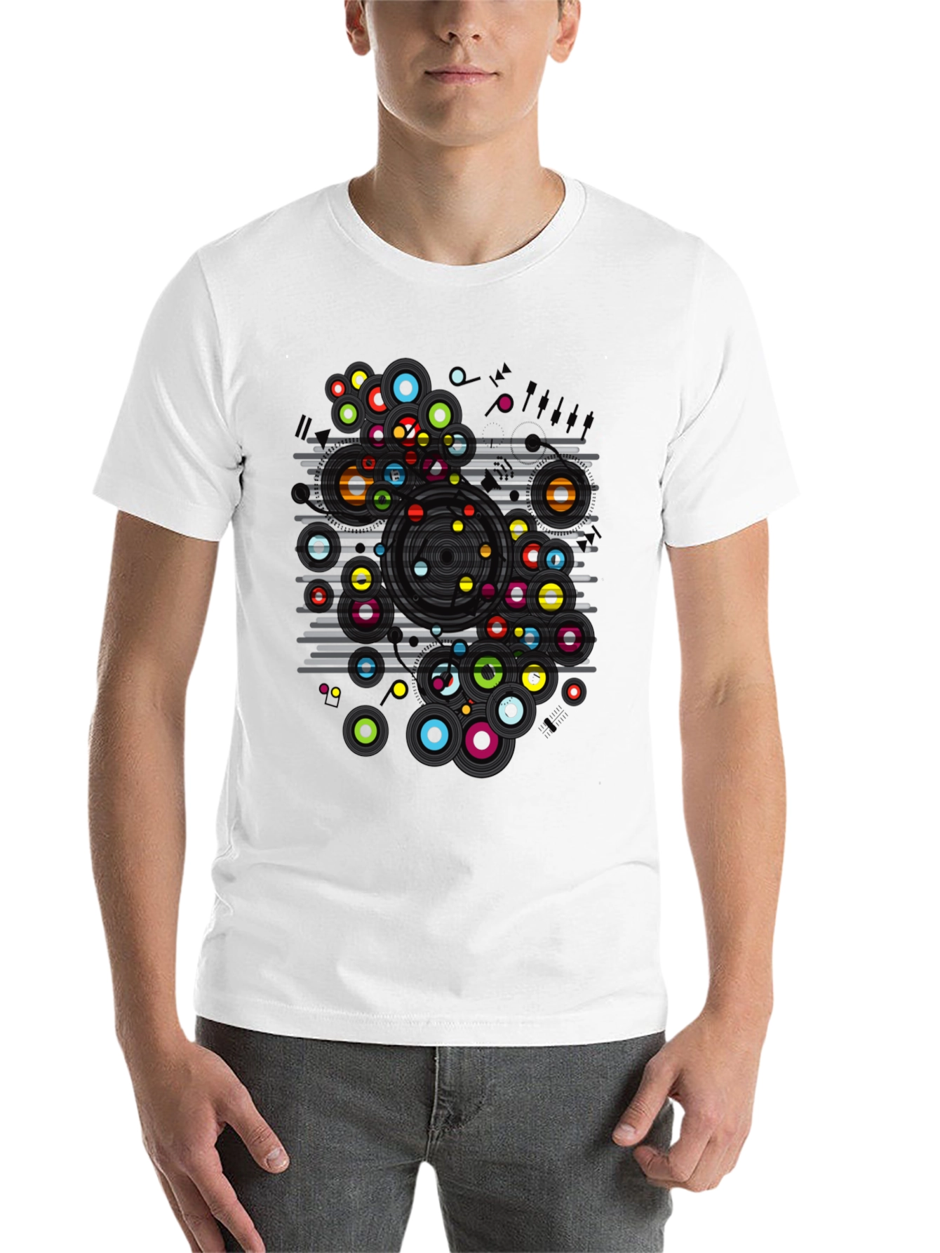 Black Abstract Circles Graphic T-Shirt - Modern Art Tee view 14