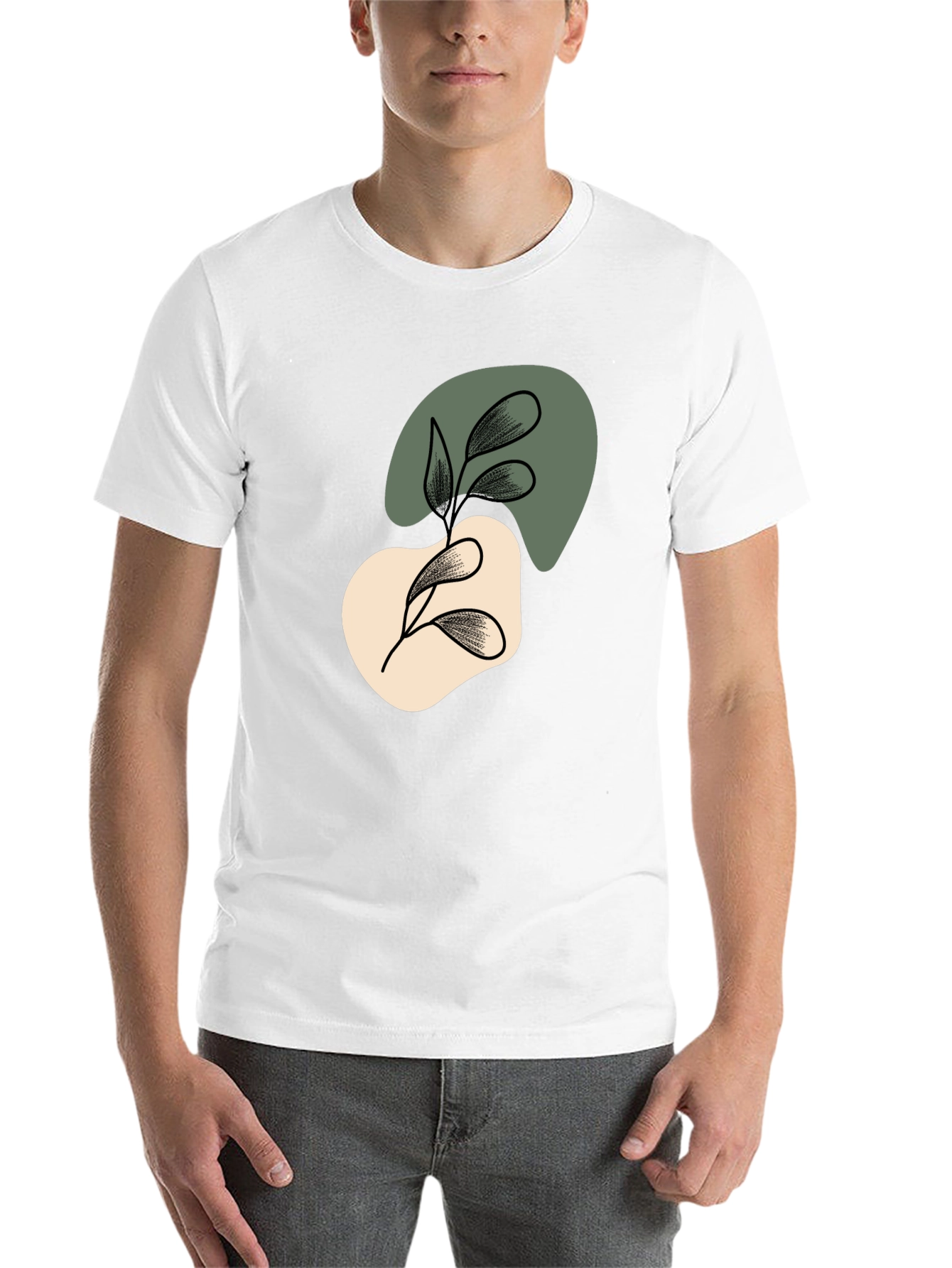 Abstract Leaf Graphic Black T-Shirt - 14