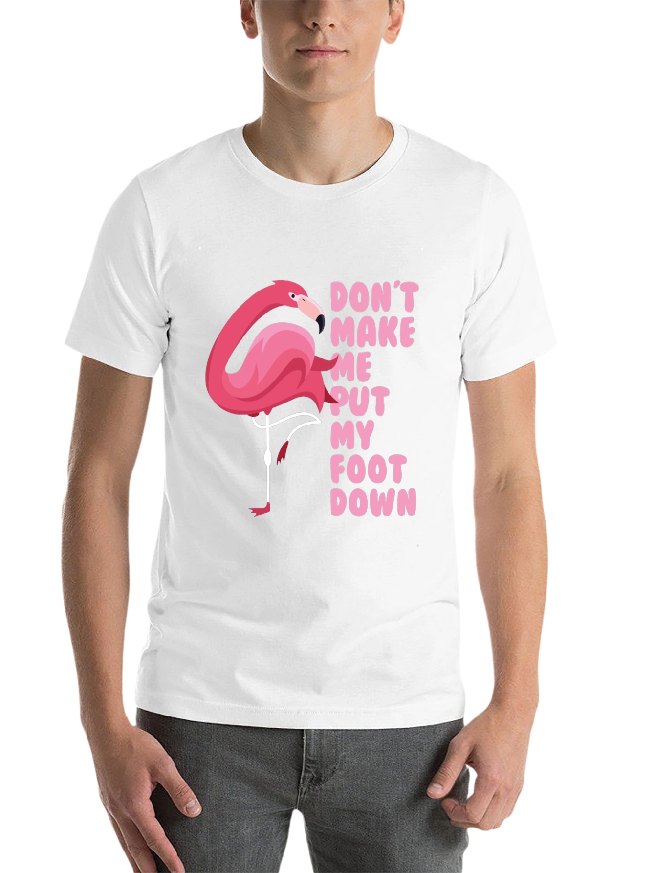 Black Funny Flamingo T-Shirt: Don't Make Me Put My Foot Down view 14
