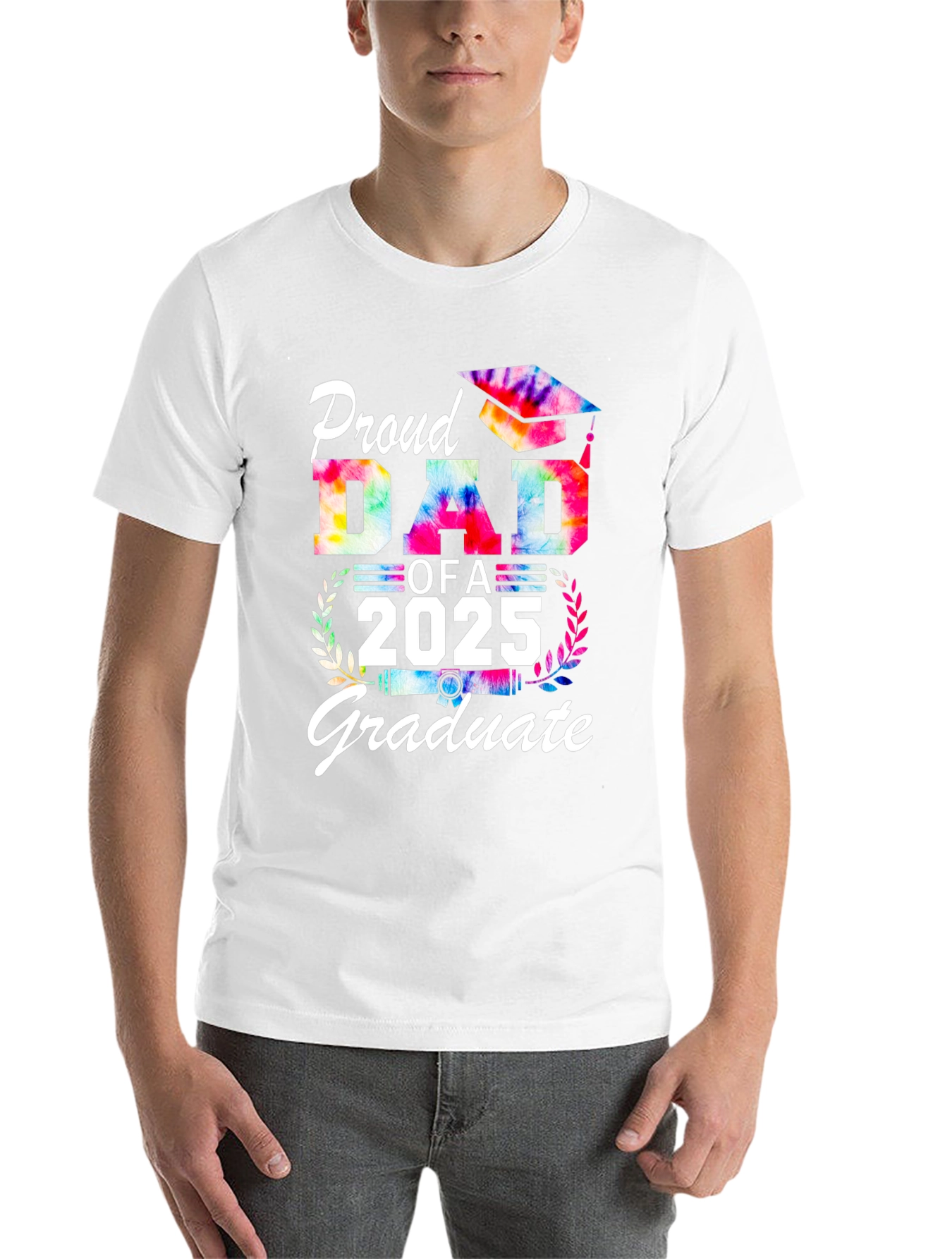 Black Proud Dad of a 2025 Graduate Tie-Dye T-Shirt view 14