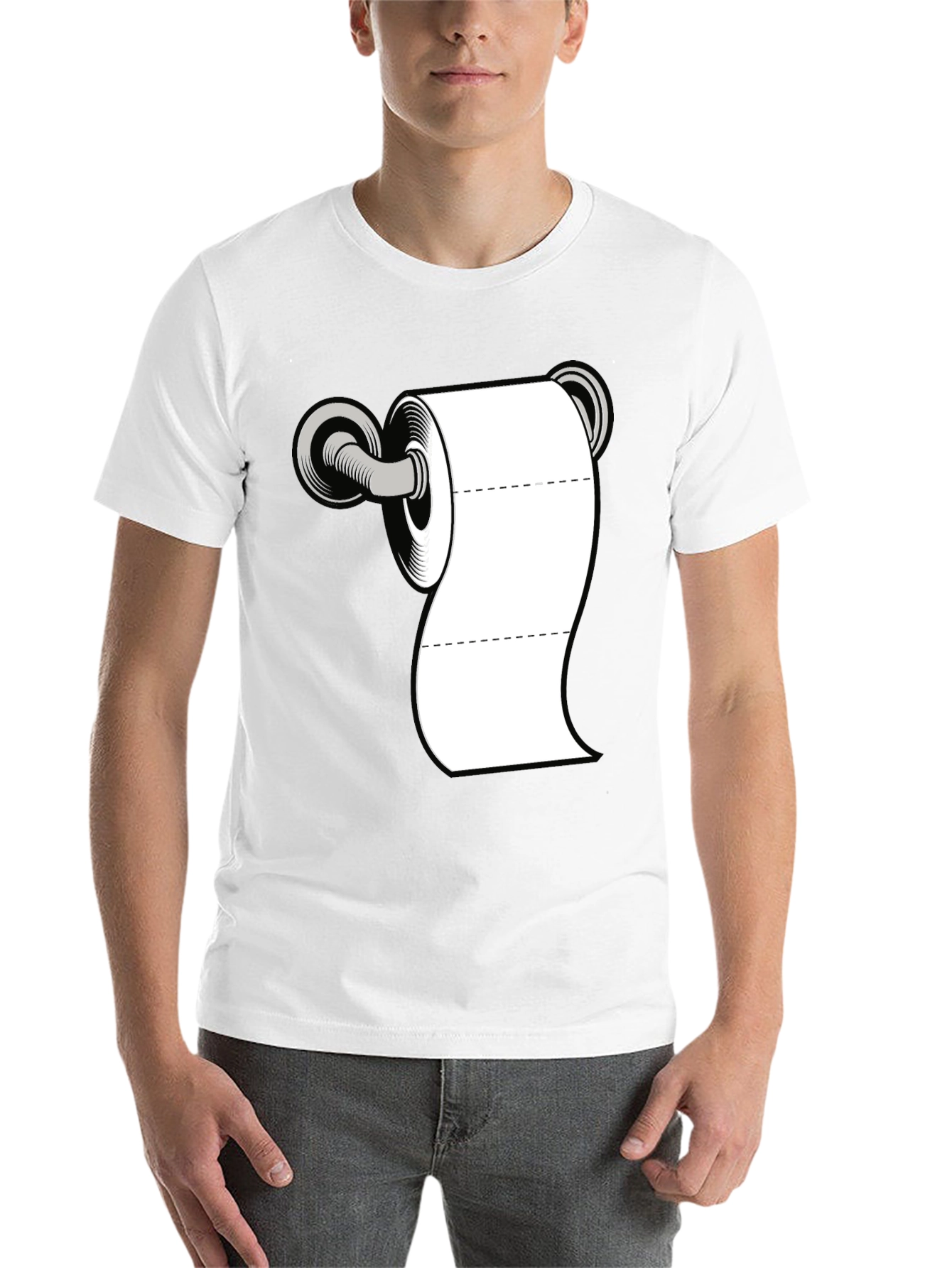 Black Toilet Paper Humor Tee - Black Cotton Blend Shirt view 14